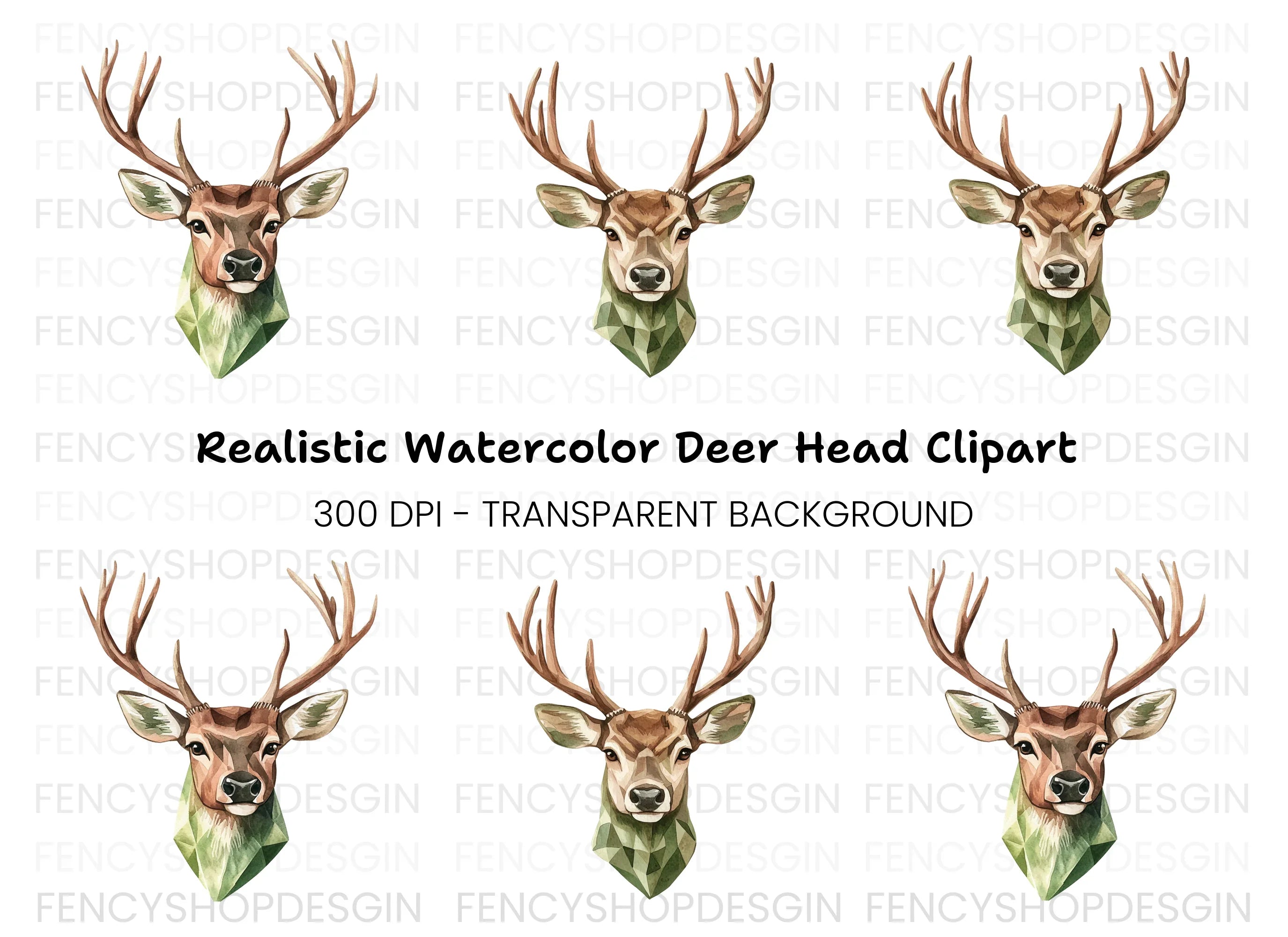 Geometric Deer Head Clipart Bundle