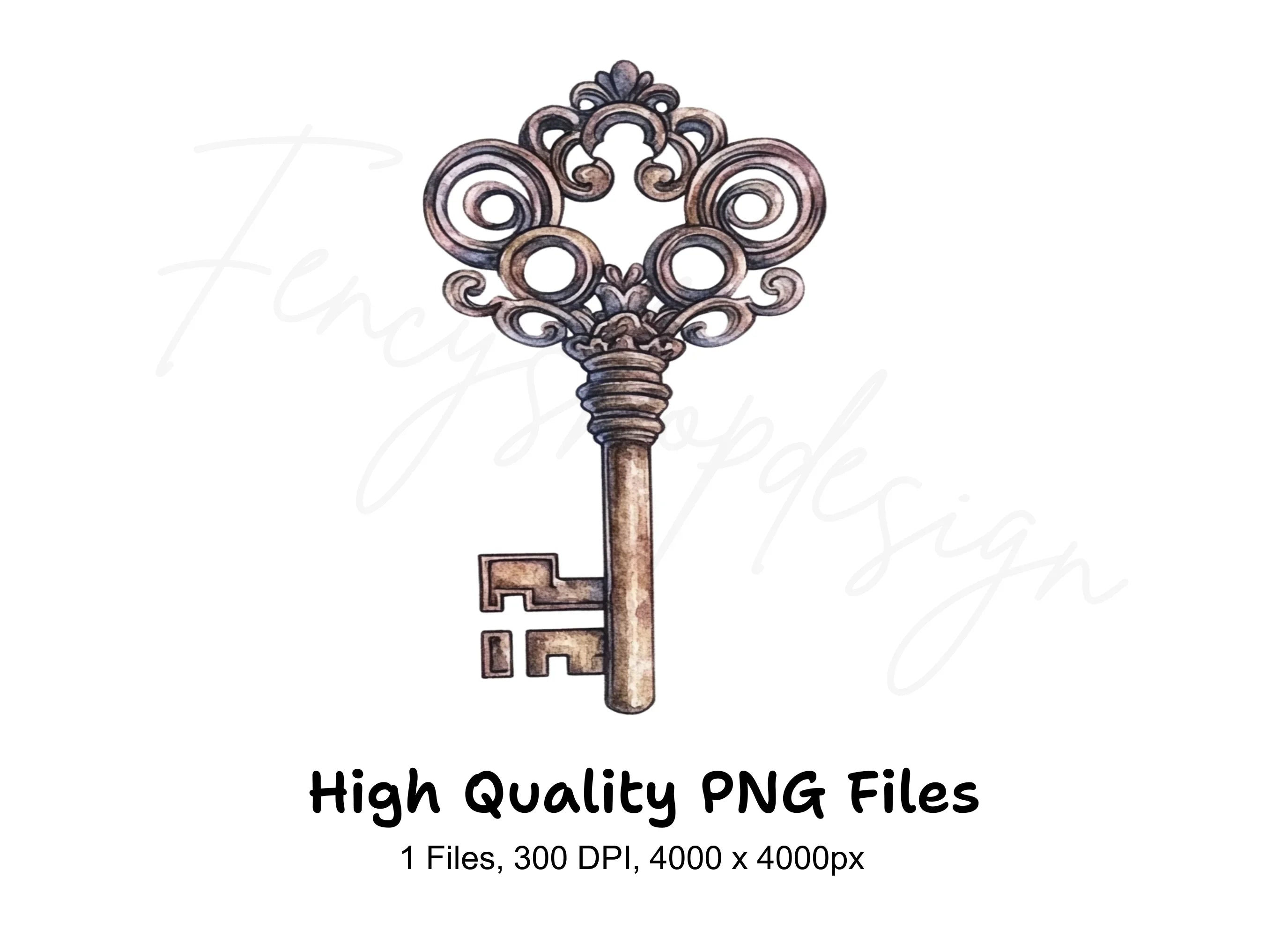 Ornate Antique Key Clipart Bundle