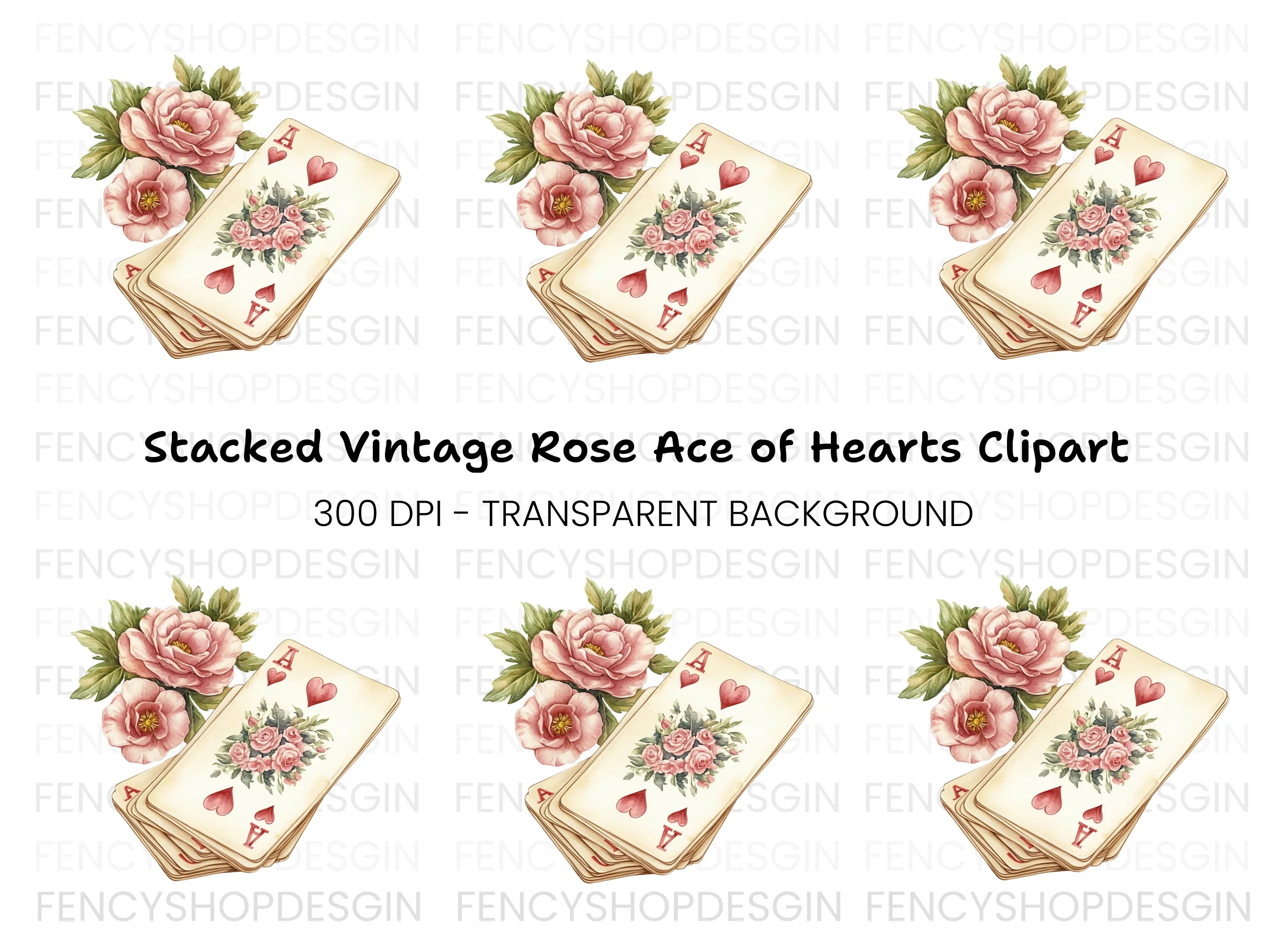 Vintage Floral Playing Cards Clipart Bundle