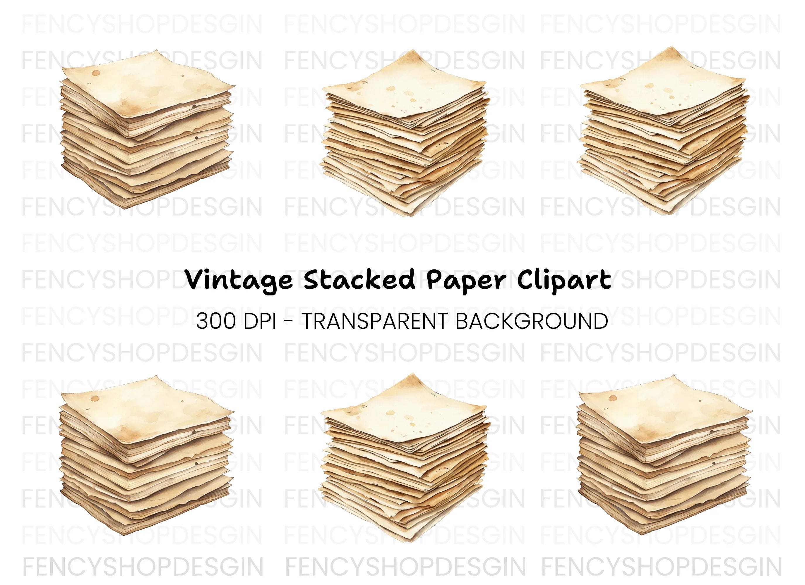 Vintage Stacked Clipart Bundle
