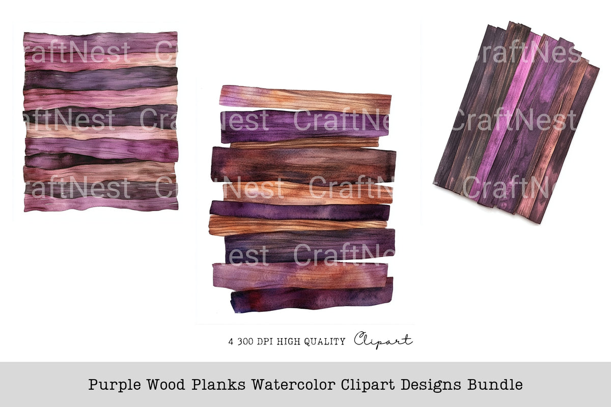 Purple Wood Planks Designs Clipart Bundle