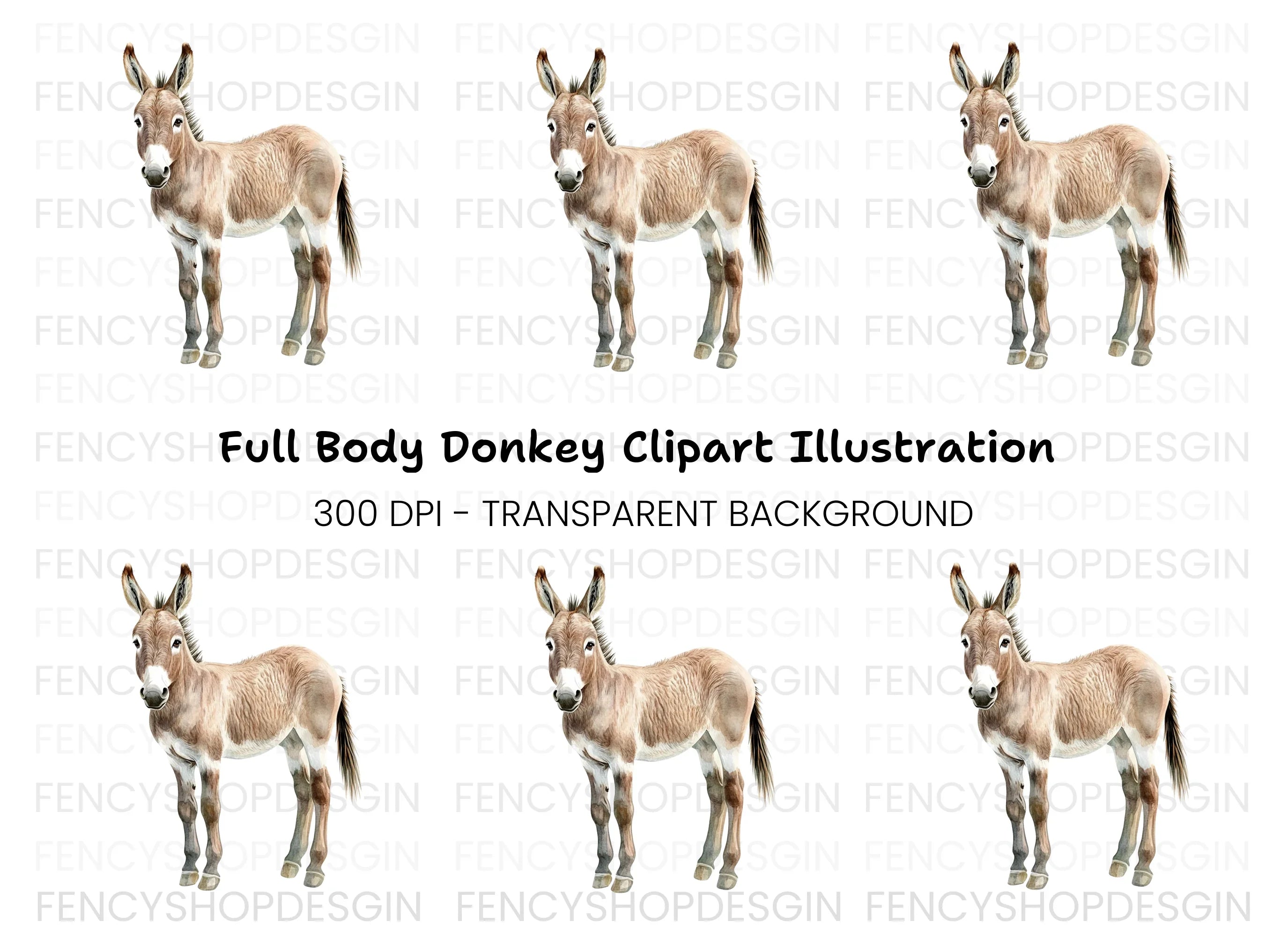 Cute Donkey Clipart Bundle