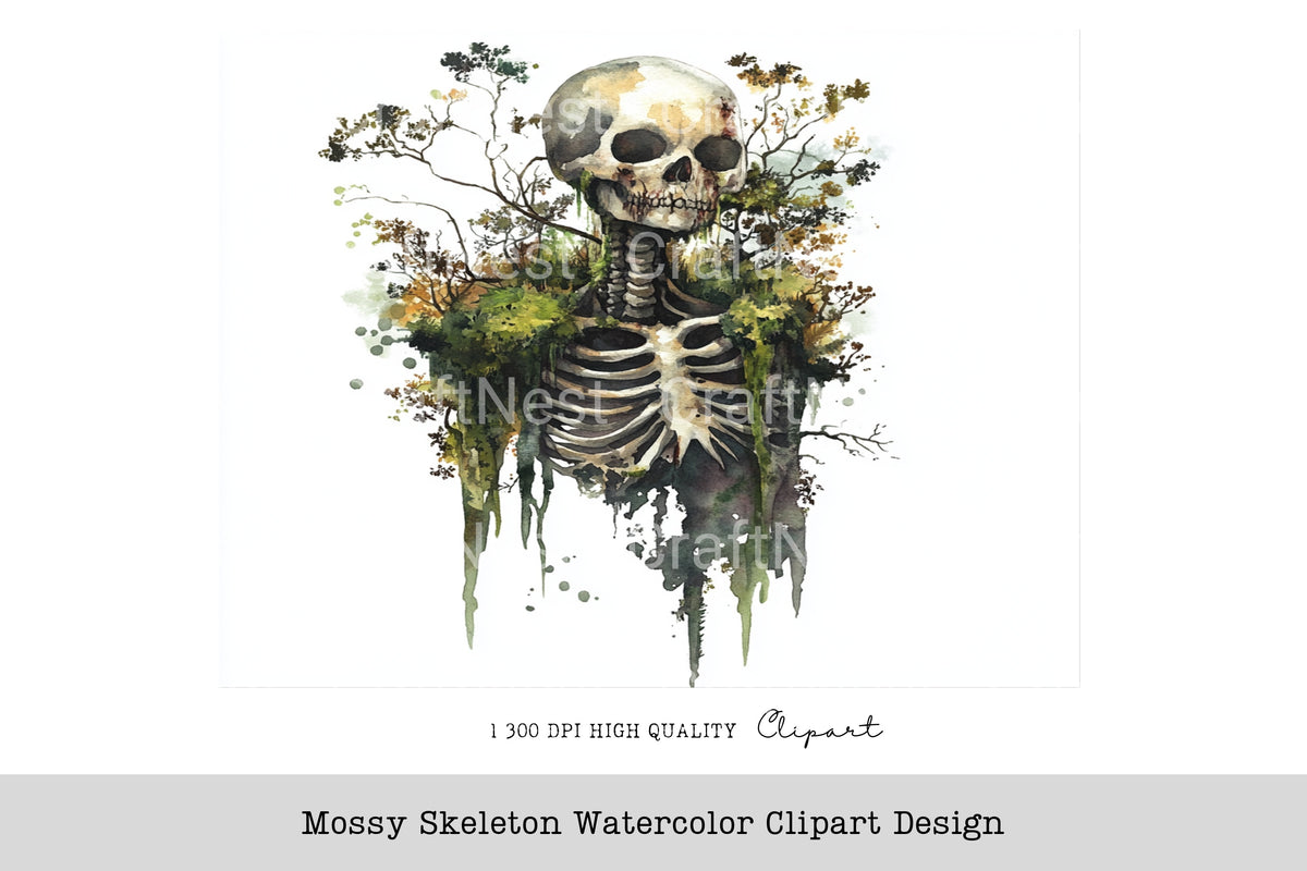 Mossy Skeleton Clipart Bundle