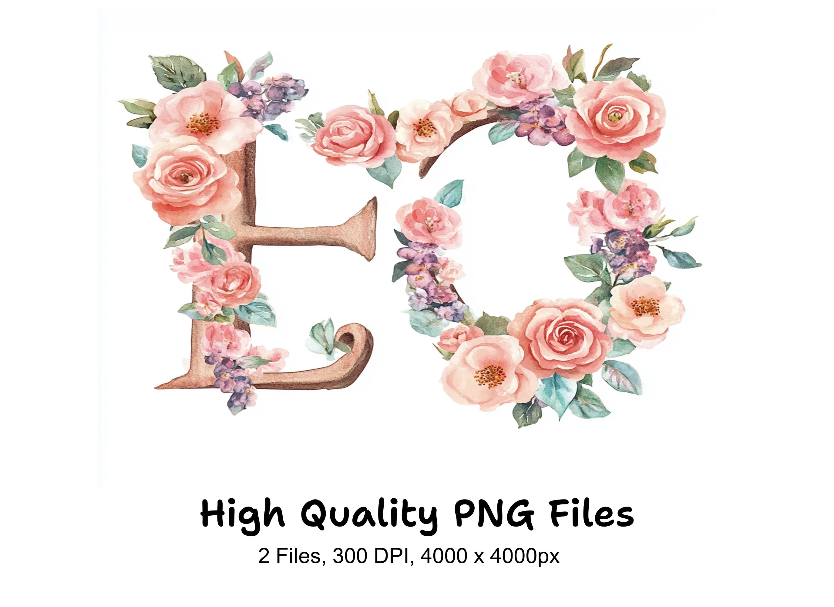 Floral Alphabet Clipart Bundle
