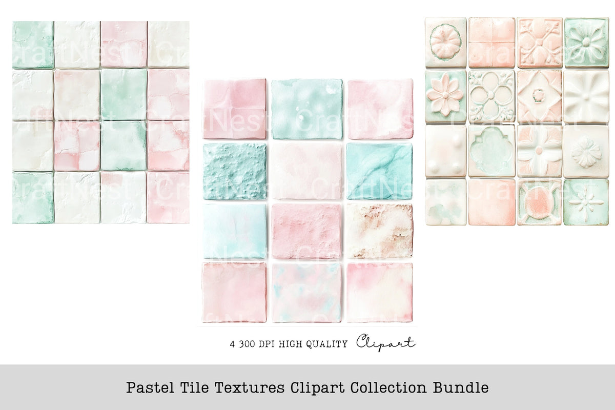 Pastel Tile Textures Clipart Bundle