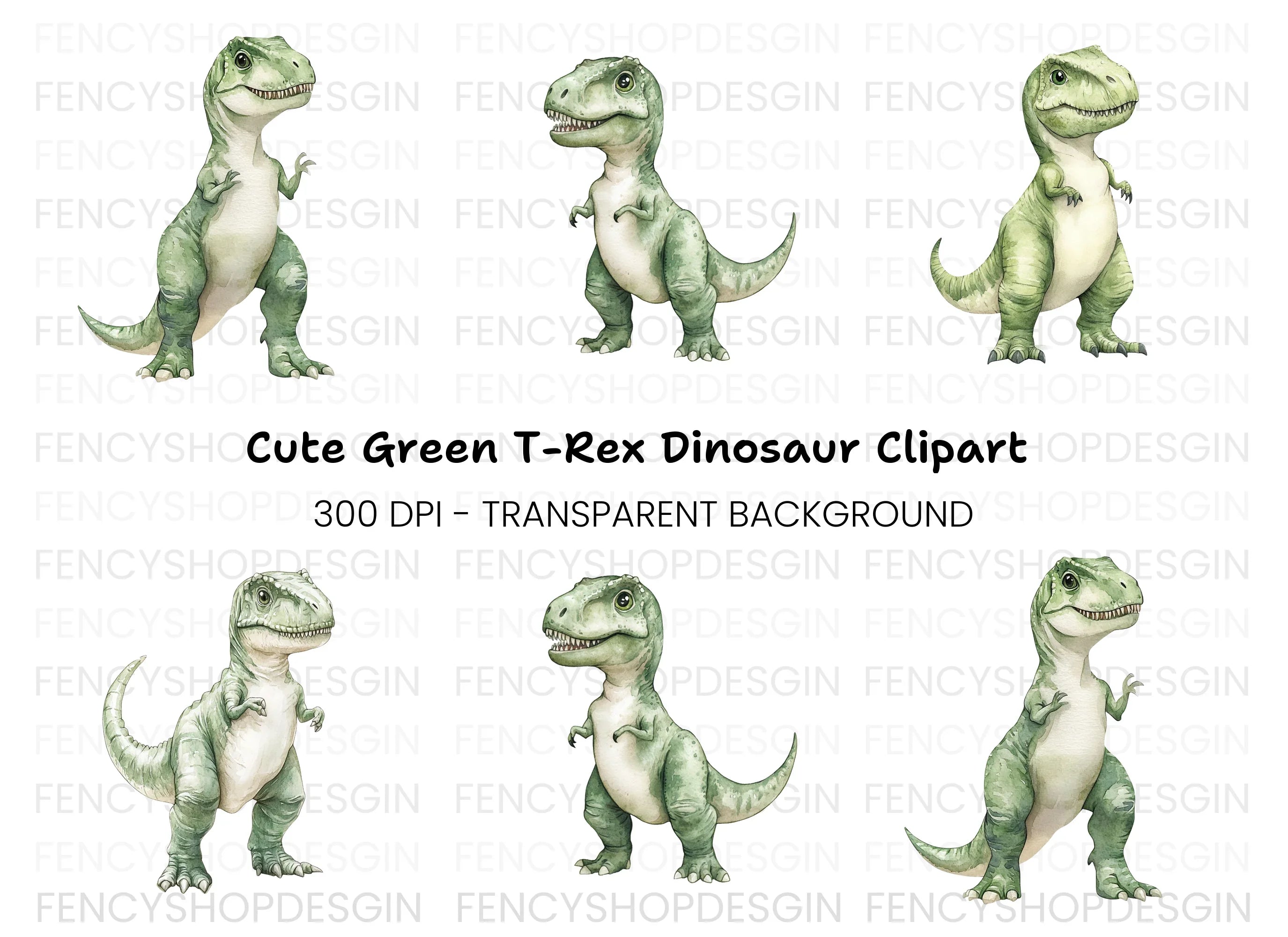 Cute Baby Rex Dinosaur Clipart Bundle
