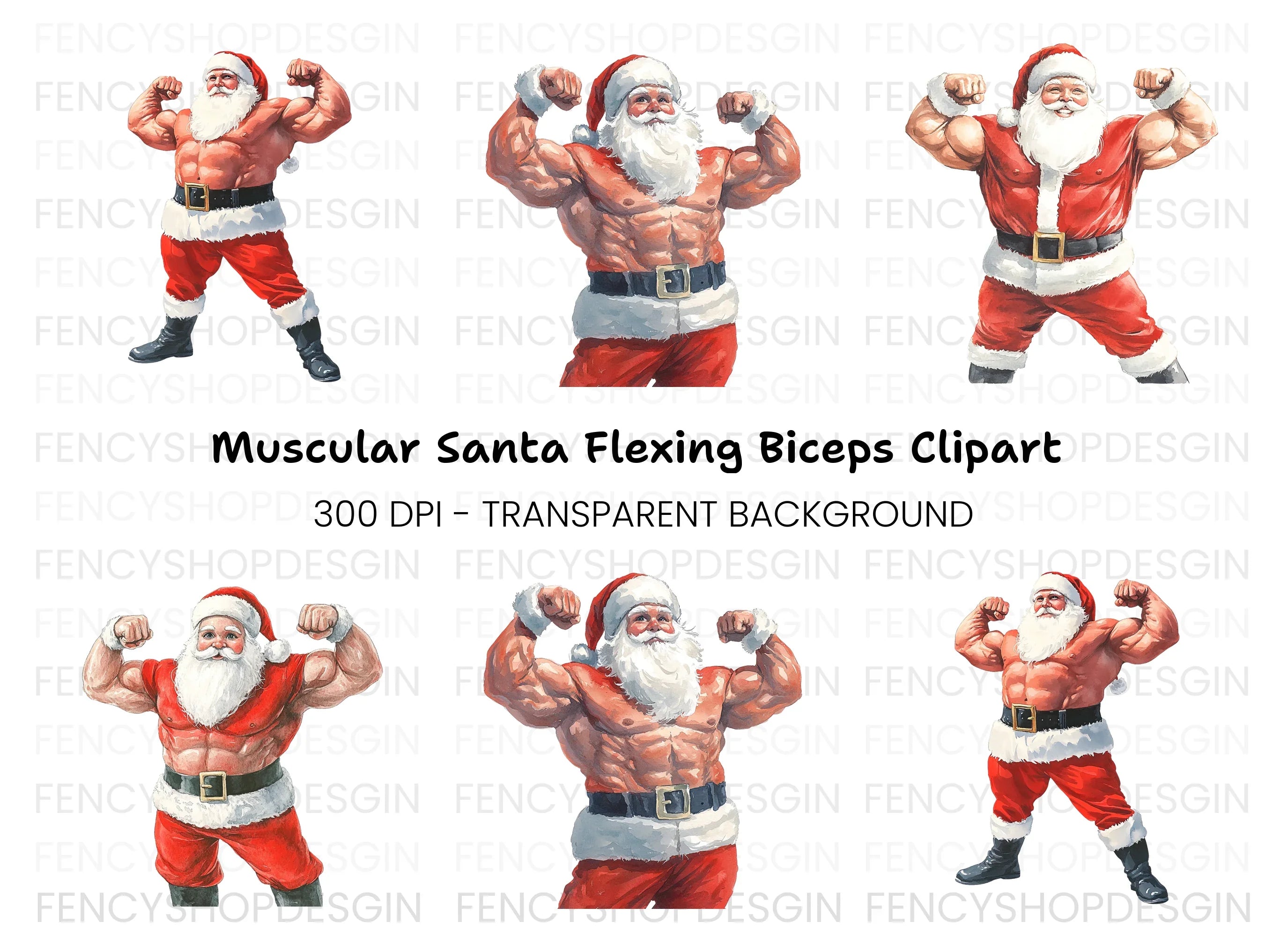 Strong Santa Clipart Bundle