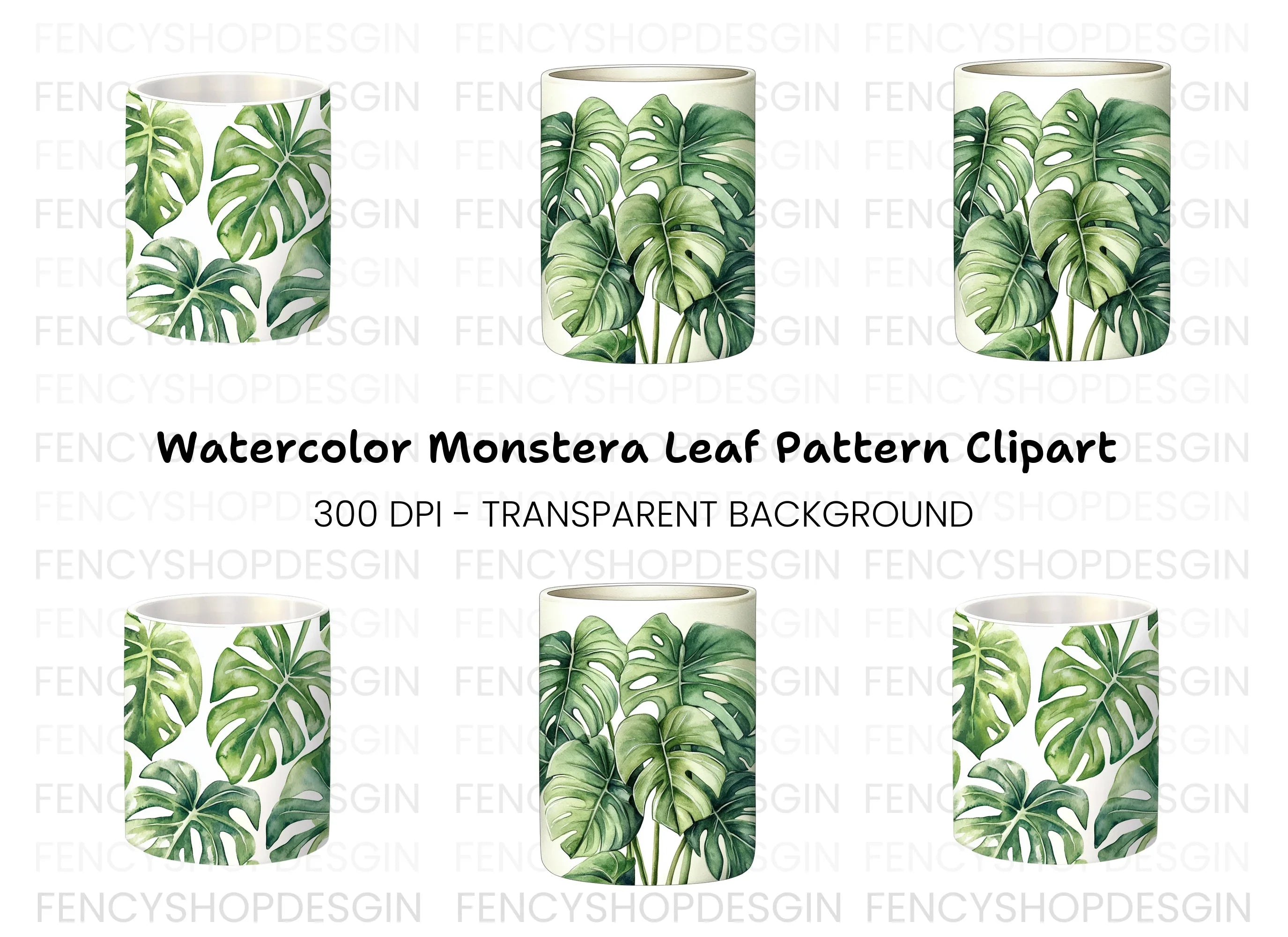 Monstera Leaves Tropical Clipart Bundle
