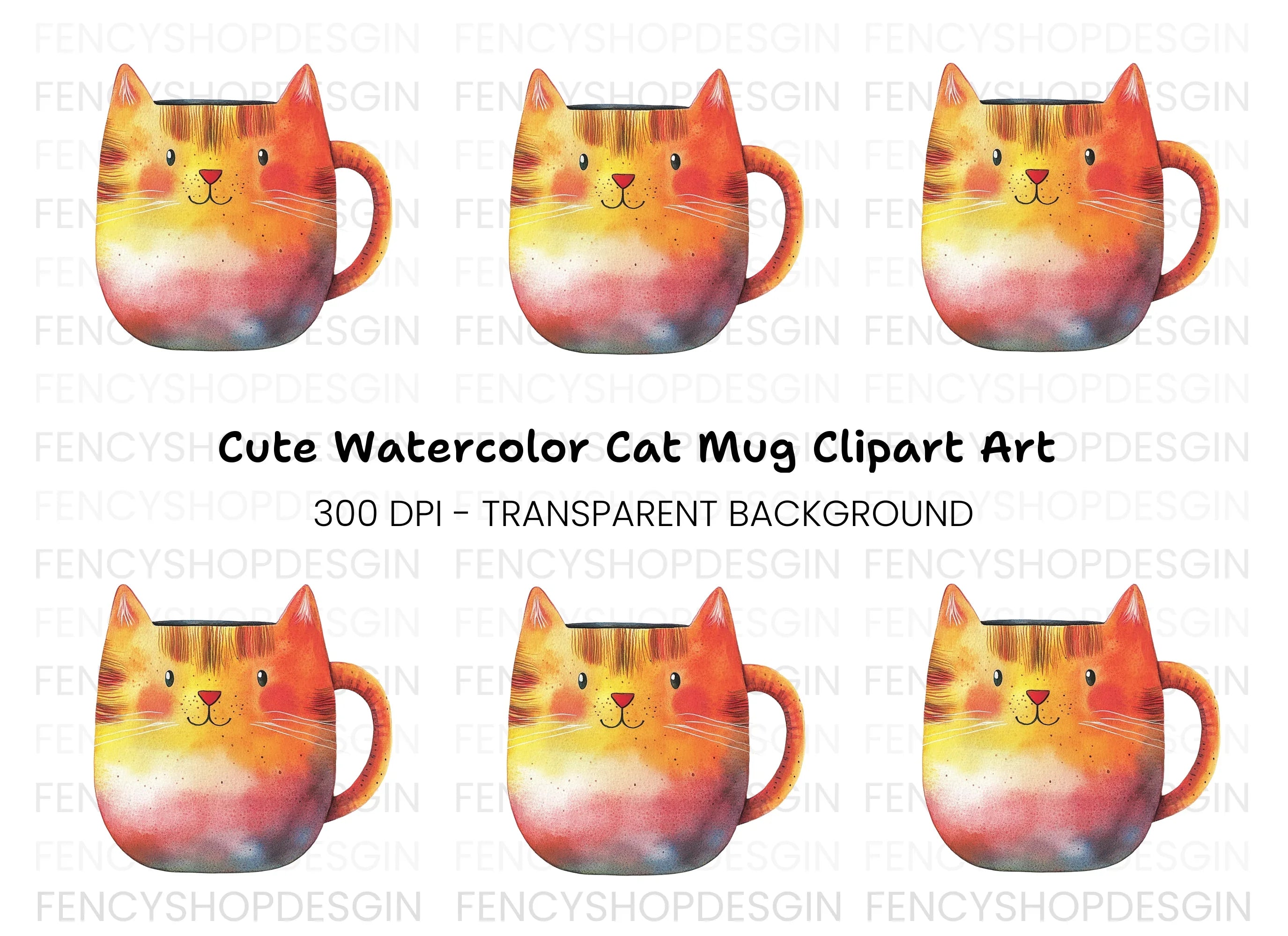 Cute Orange Cat Clipart Bundle