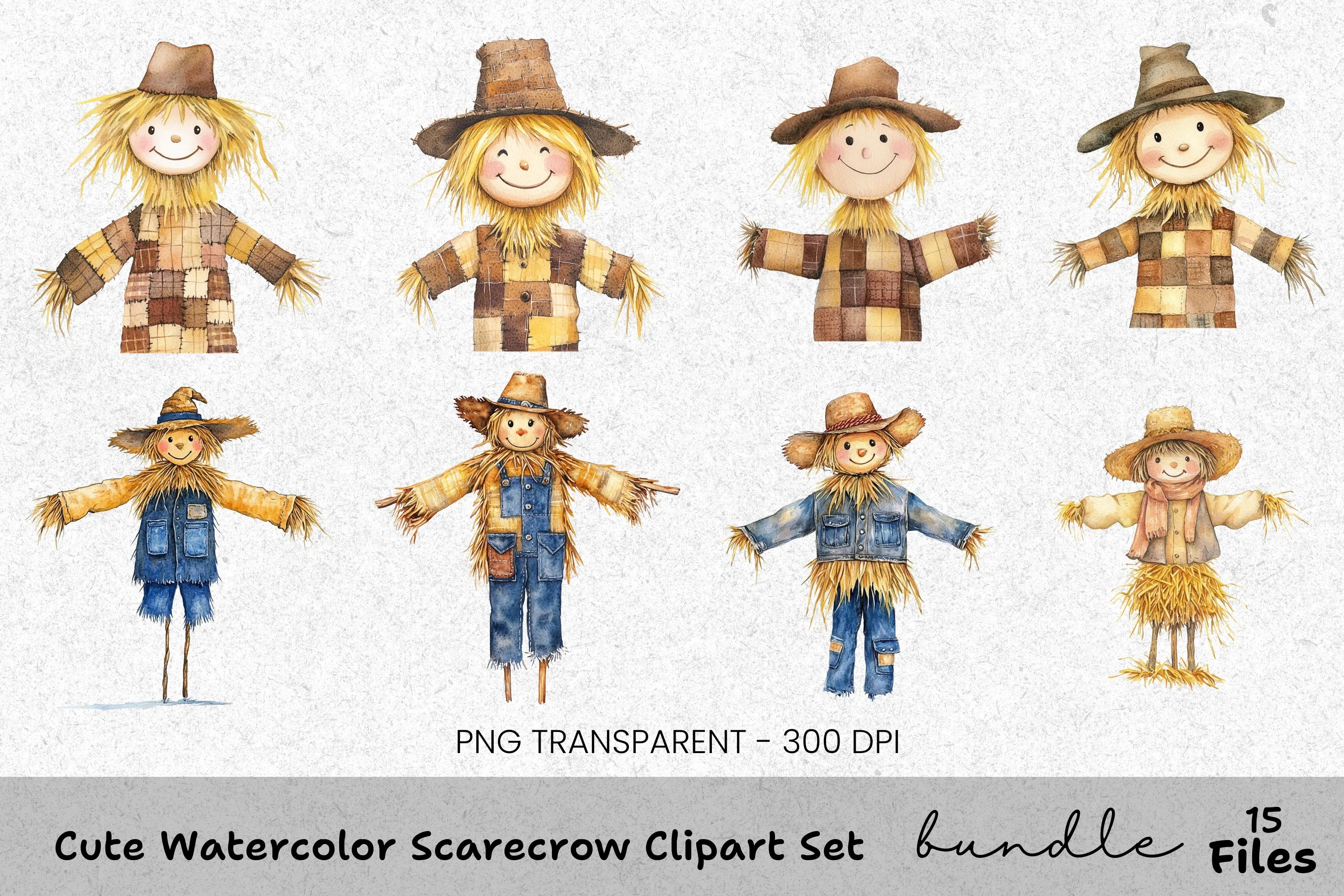 Cute Scarecrow Clipart Bundle
