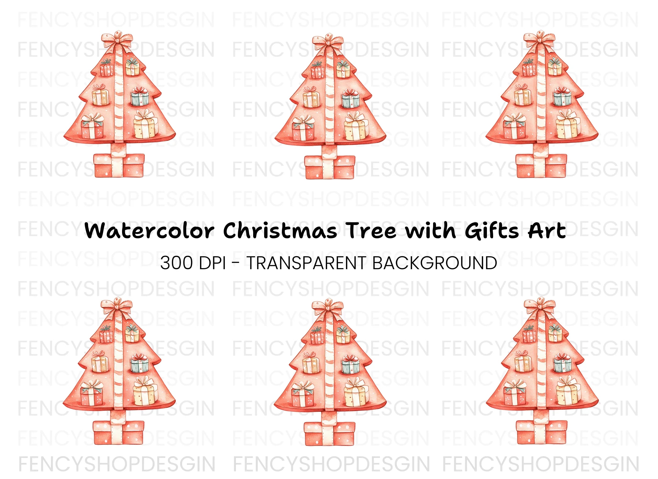 Christmas Tree with Gifts Clipart Bundle