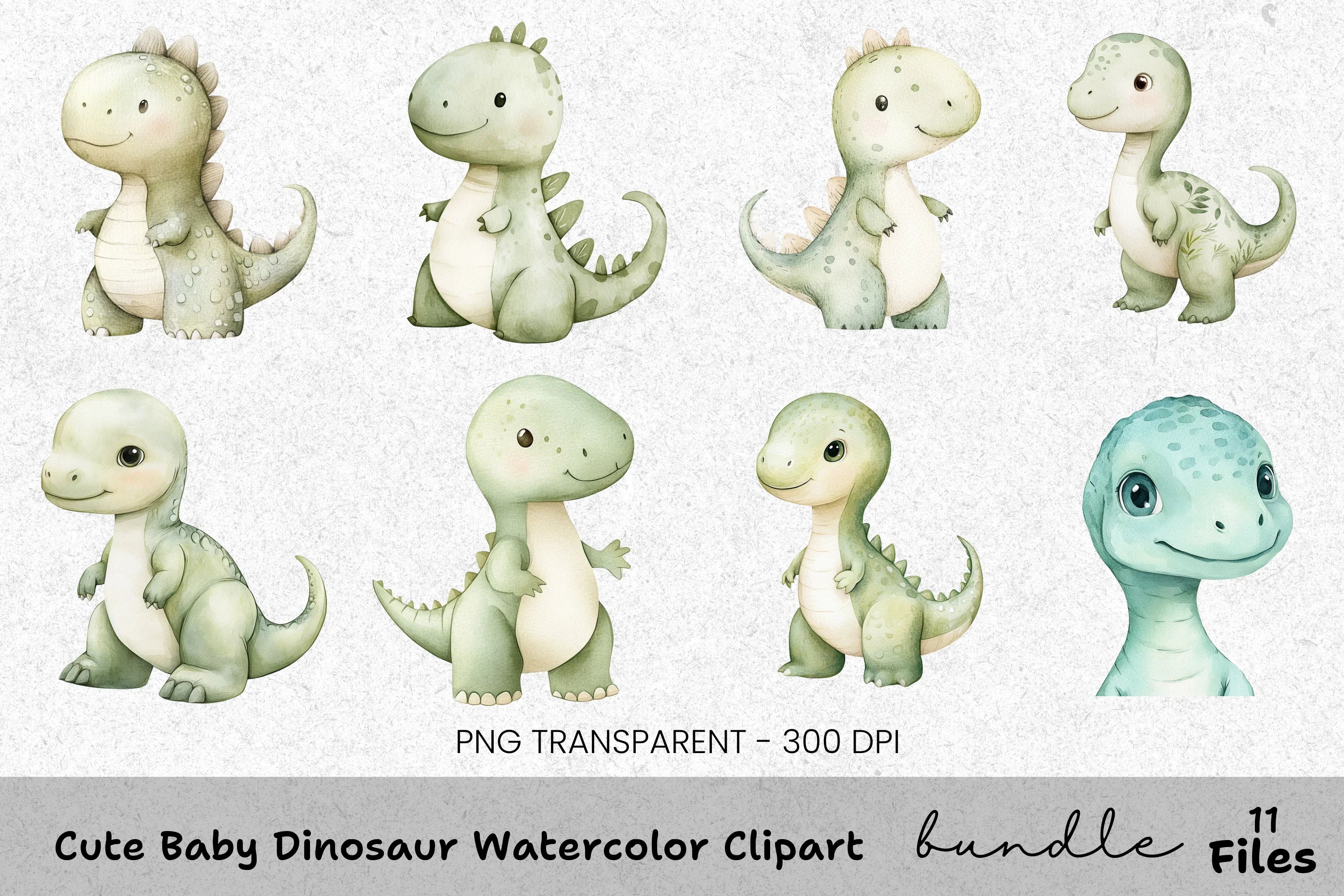 Cute Baby Dinosaur Clipart Bundle
