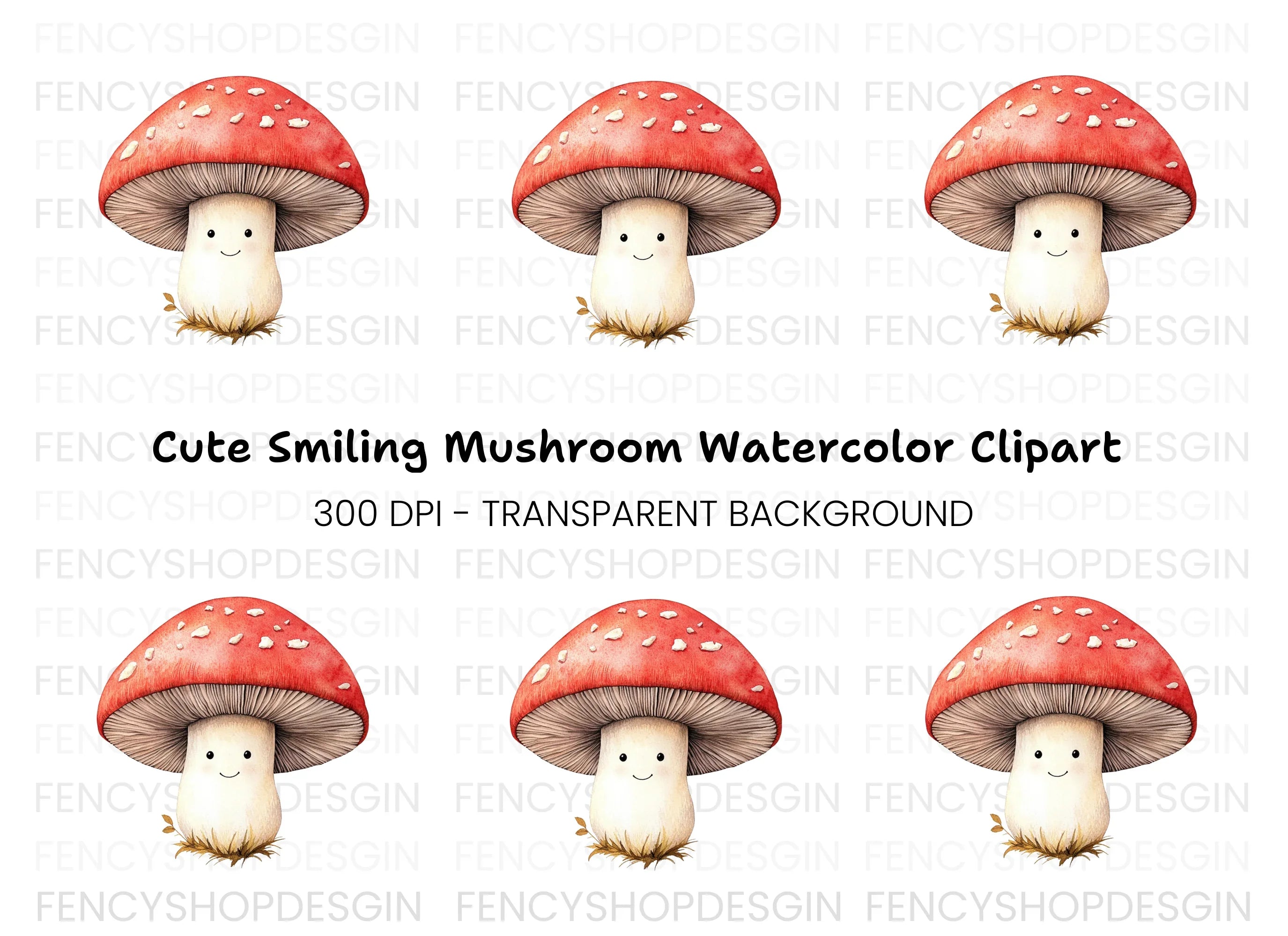 Cute Kawaii Mushroom Clipart Bundle