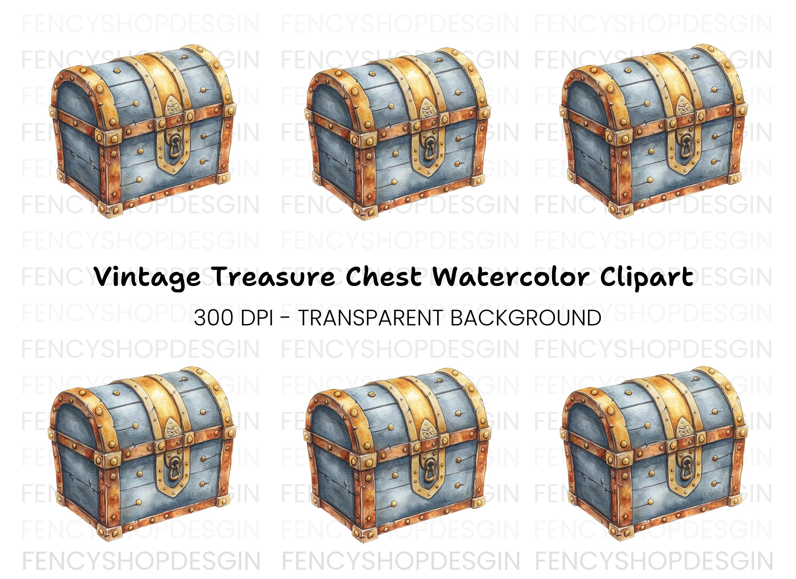 Vintage Treasure Chest Clipart Bundle