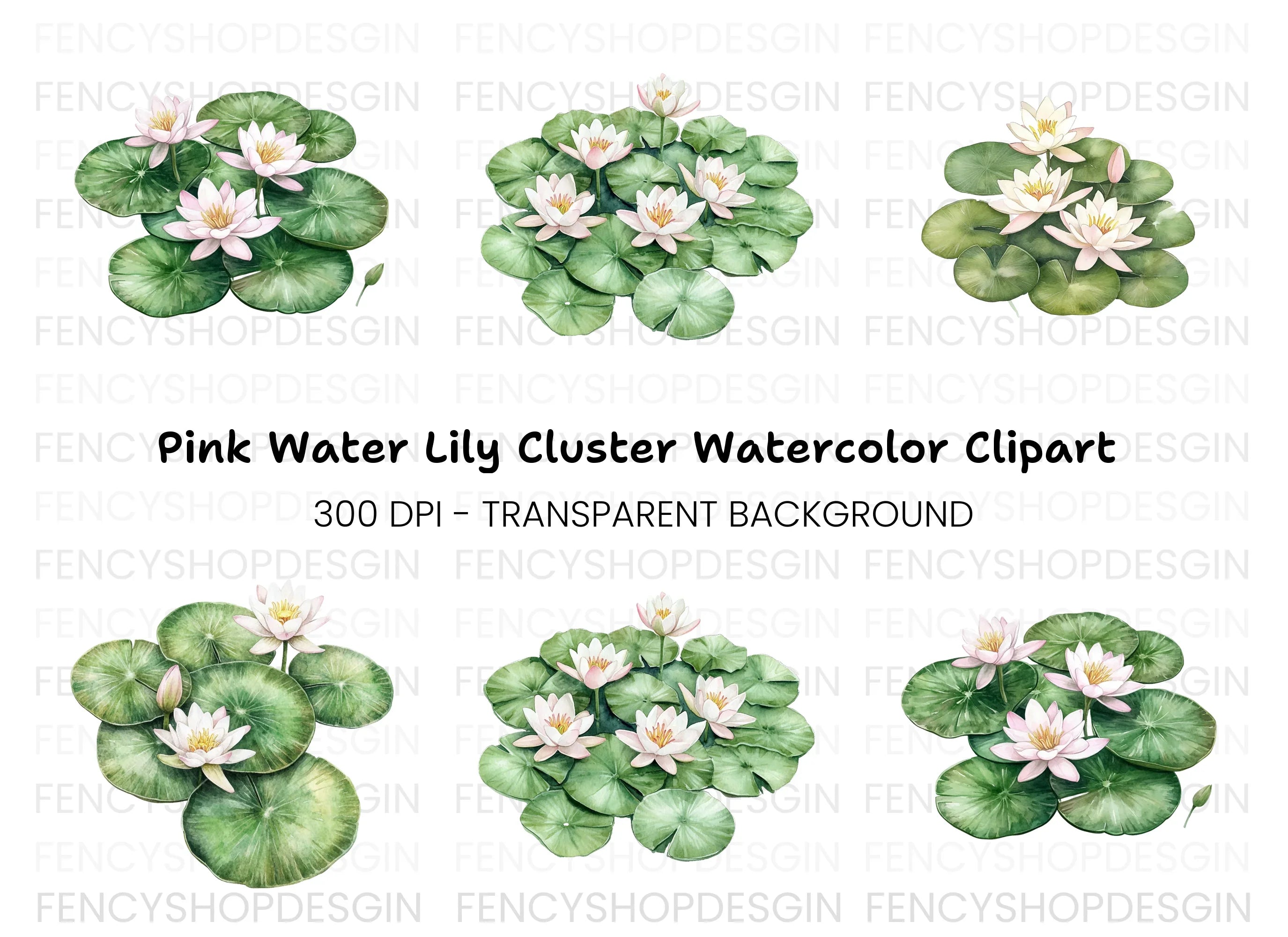 Elegant Water Lily Clipart Bundle