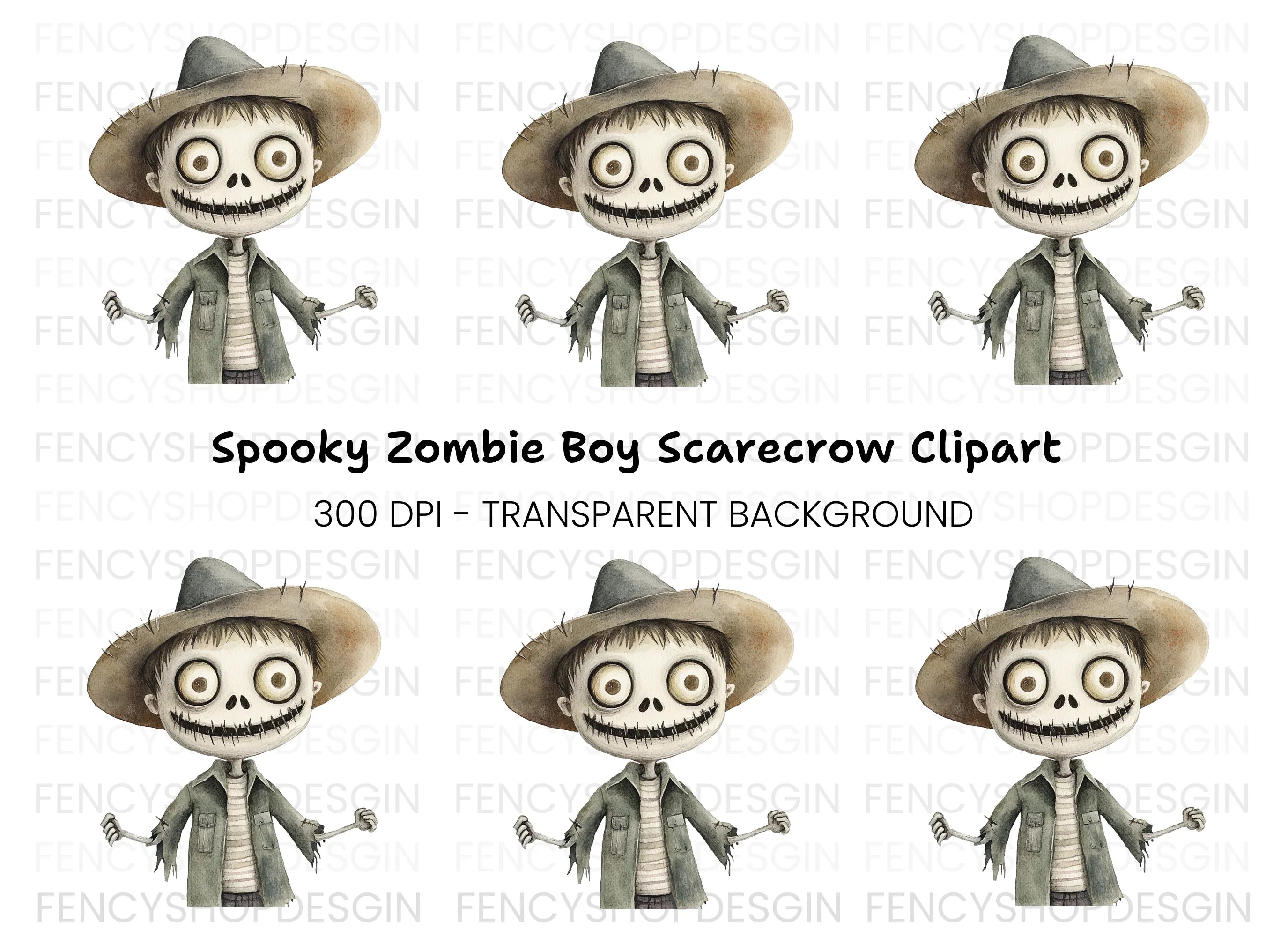 Cute Scarecrow Boy Halloween Clipart Bundle