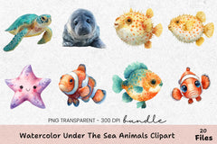 Under the Sea Animals Clipart Bundle - CraftNest - Digital Crafting and Art