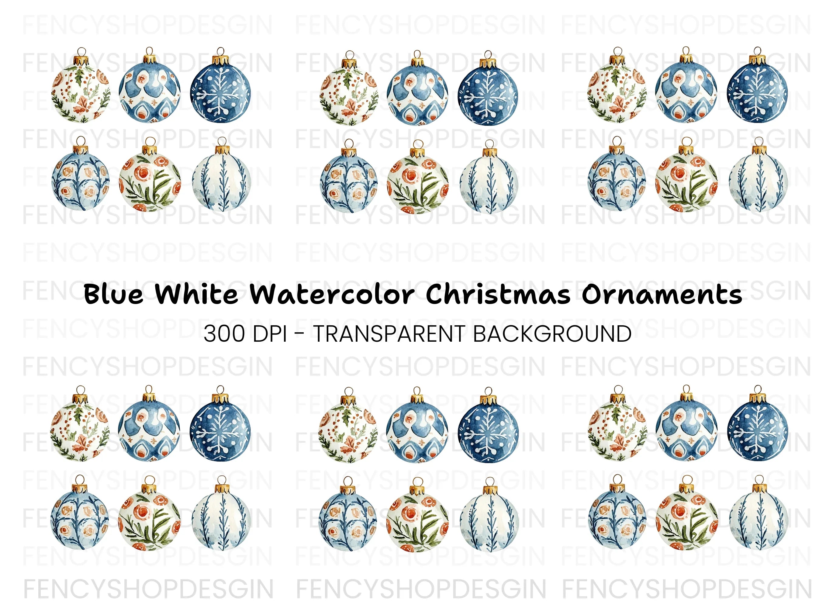 Christmas Ornaments Clipart Bundle