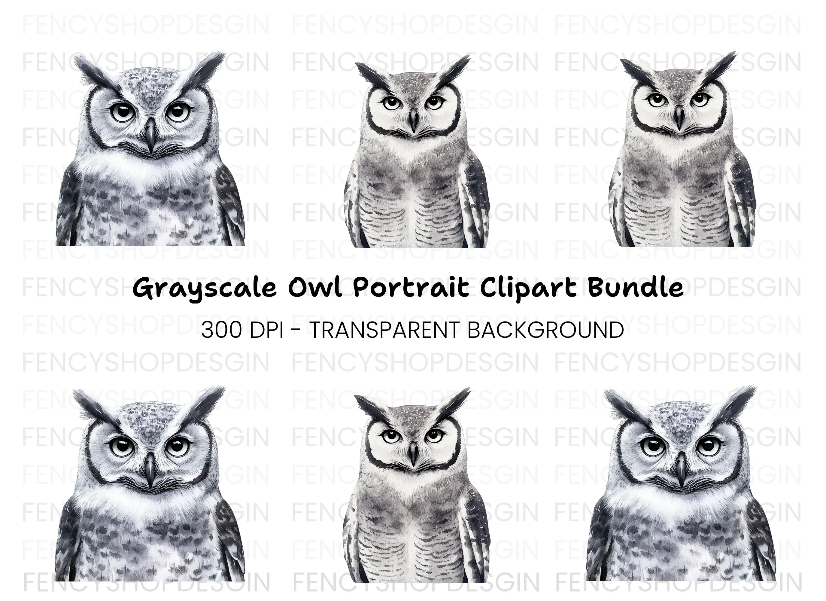 Majestic Horned Owl Clipart Bundle