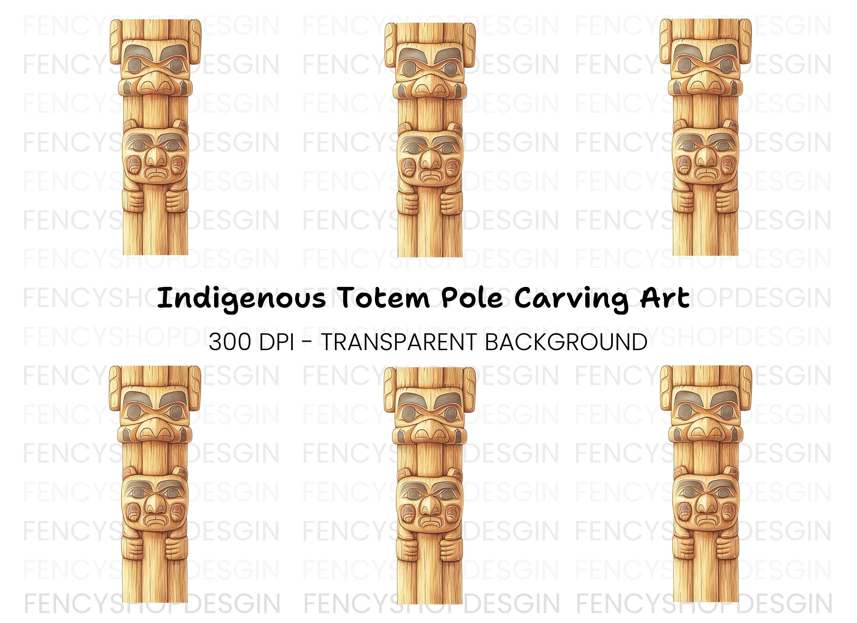 Indigenous Totem Pole Clipart Bundle