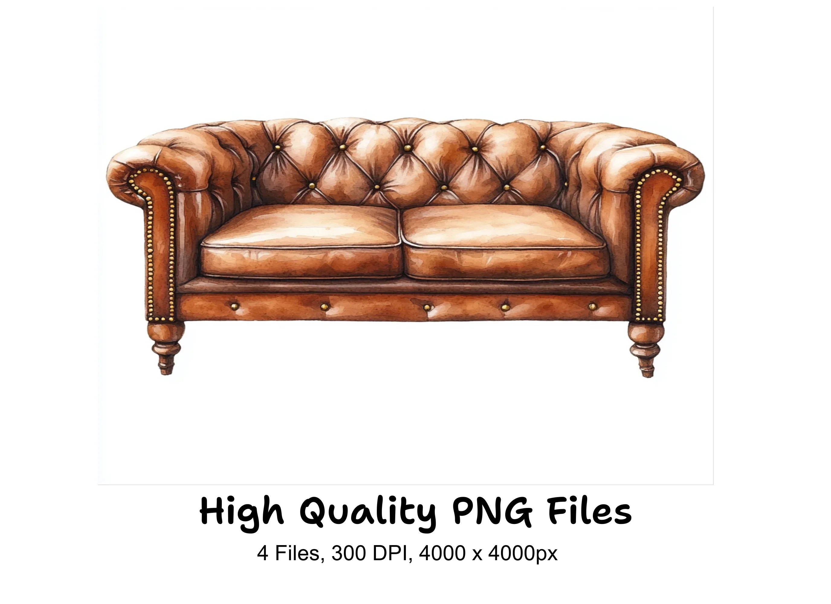 Elegant Chesterfield Sofa Clipart Bundle