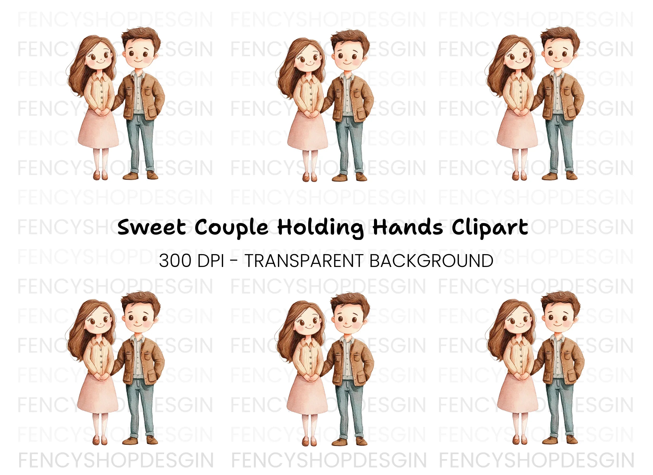Valentine's Day Cute Couple Clipart Bundle