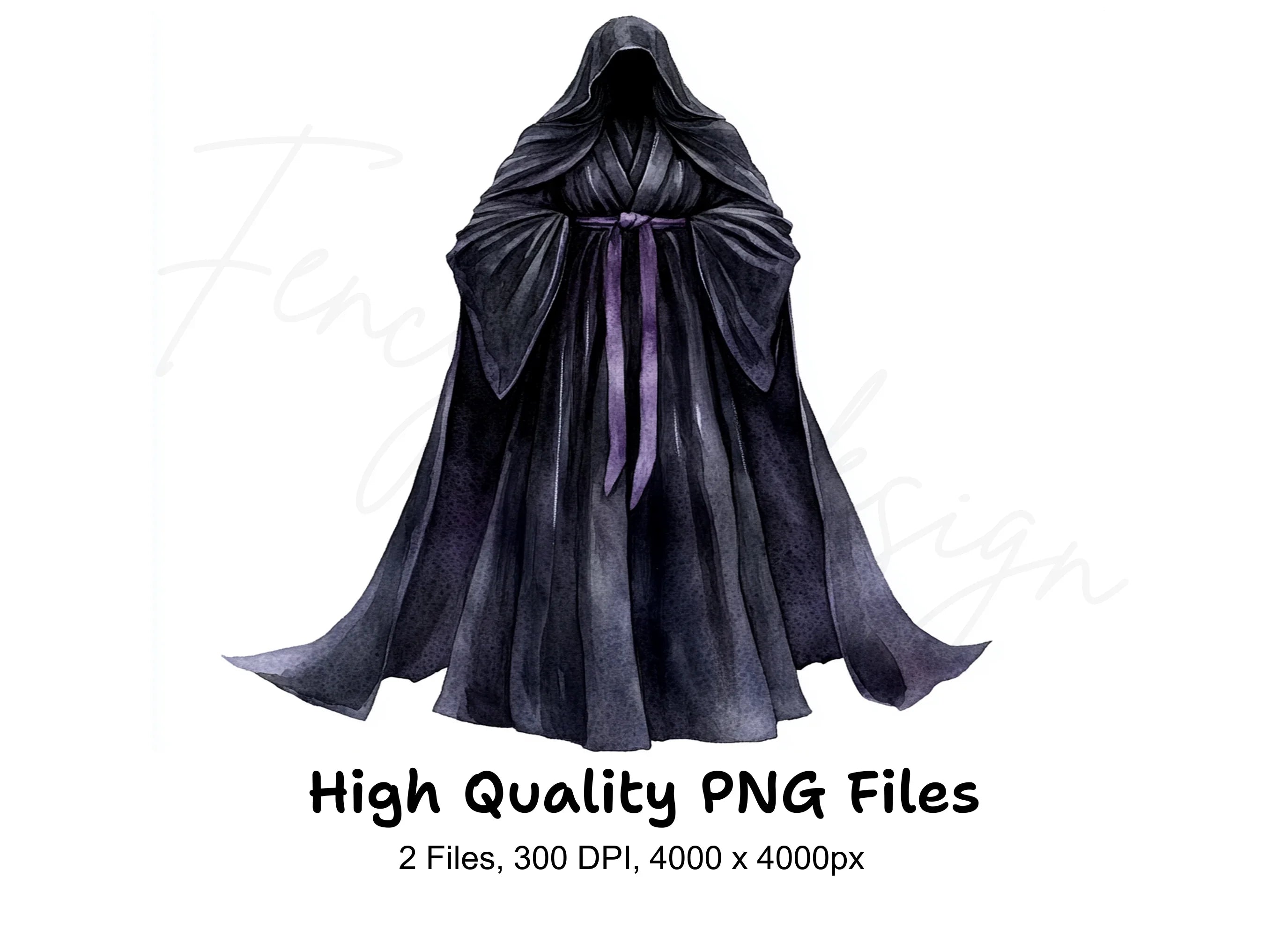 Mysterious Black Hooded Robe Clipart Bundle