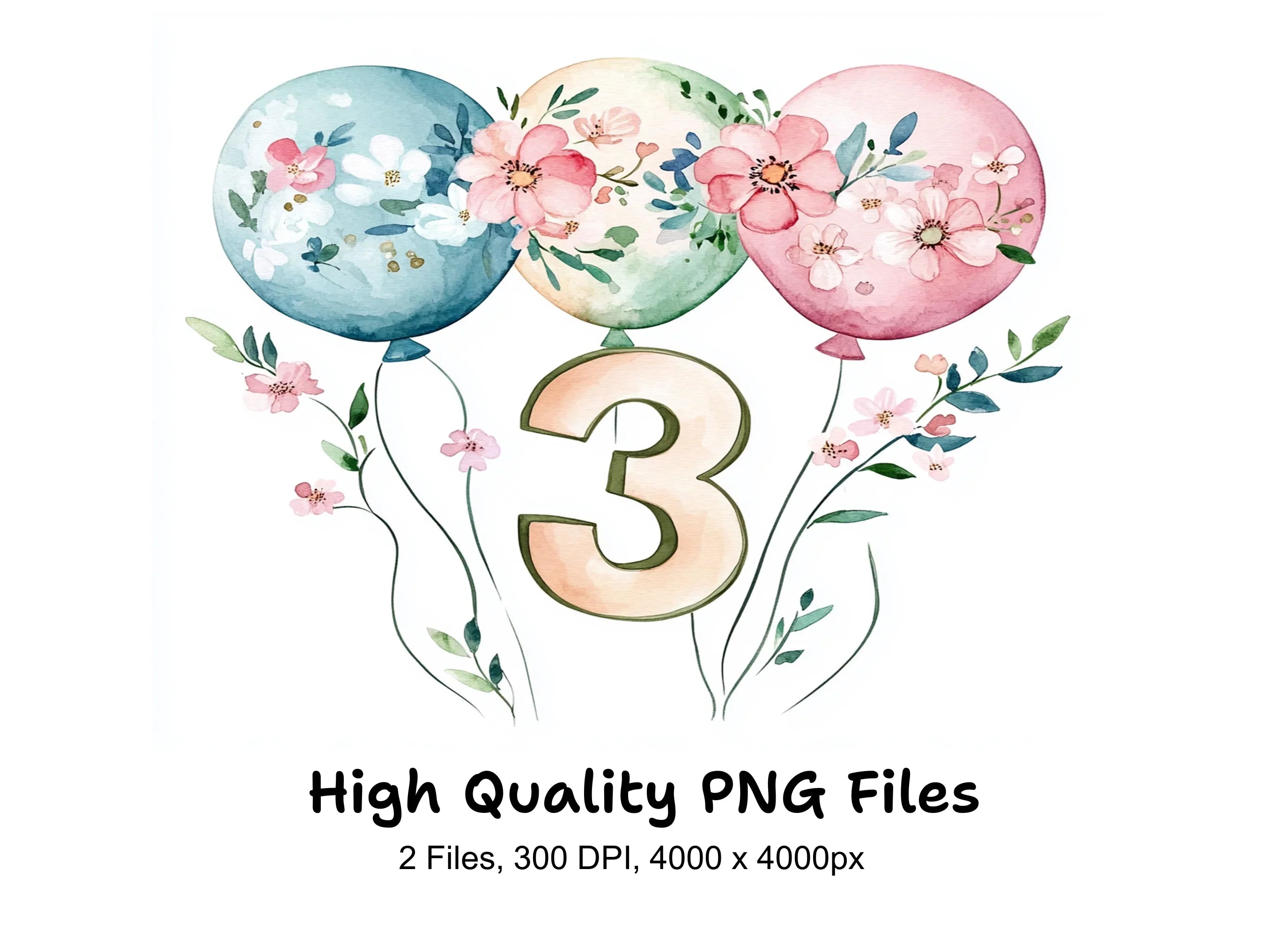 Number Balloons Clipart Bundle