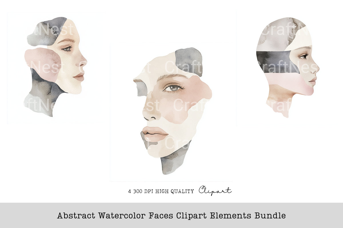 Abstract Faces Elements Clipart Bundle