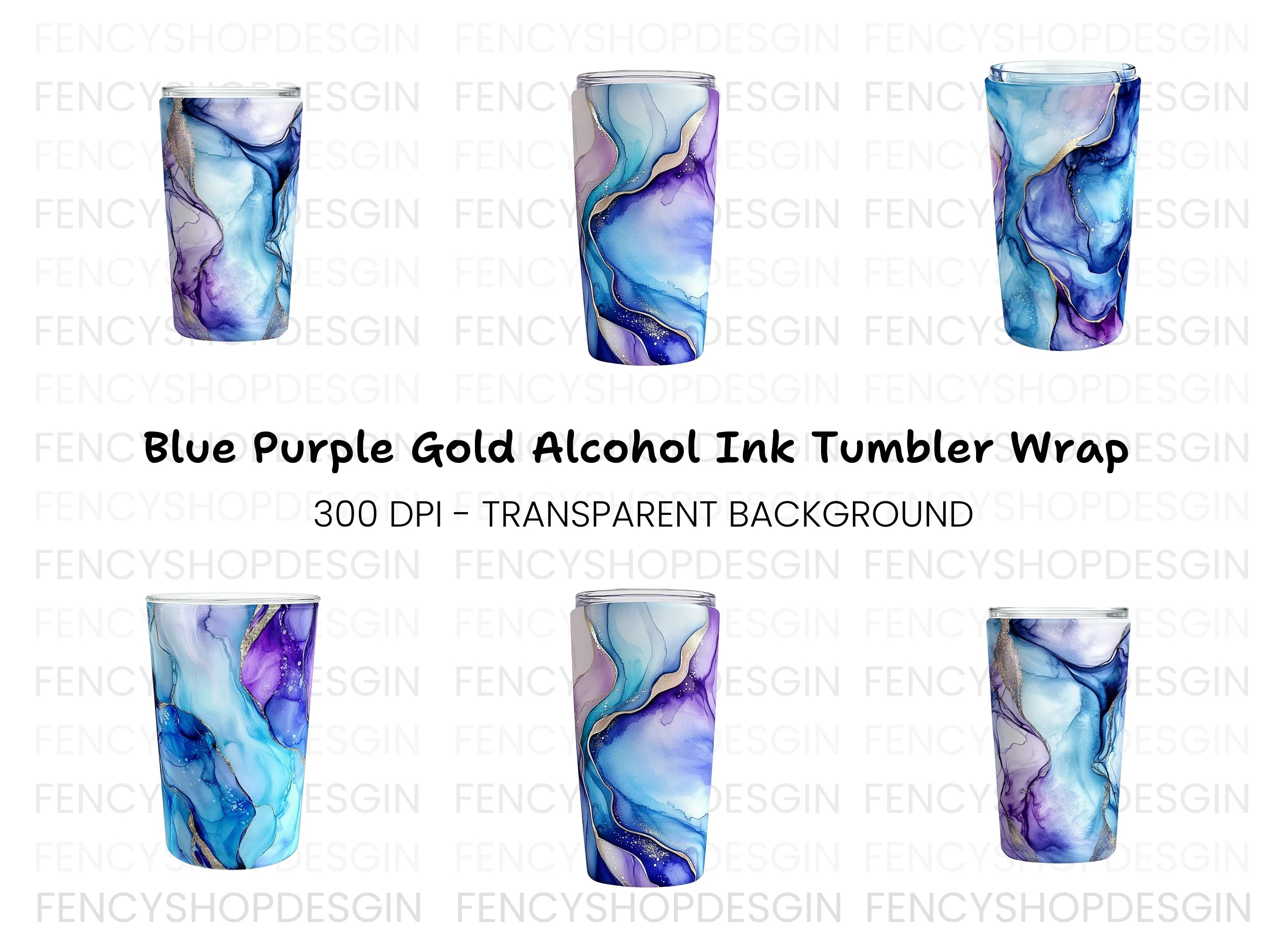 Alcohol Ink Tumbler Clipart Bundle