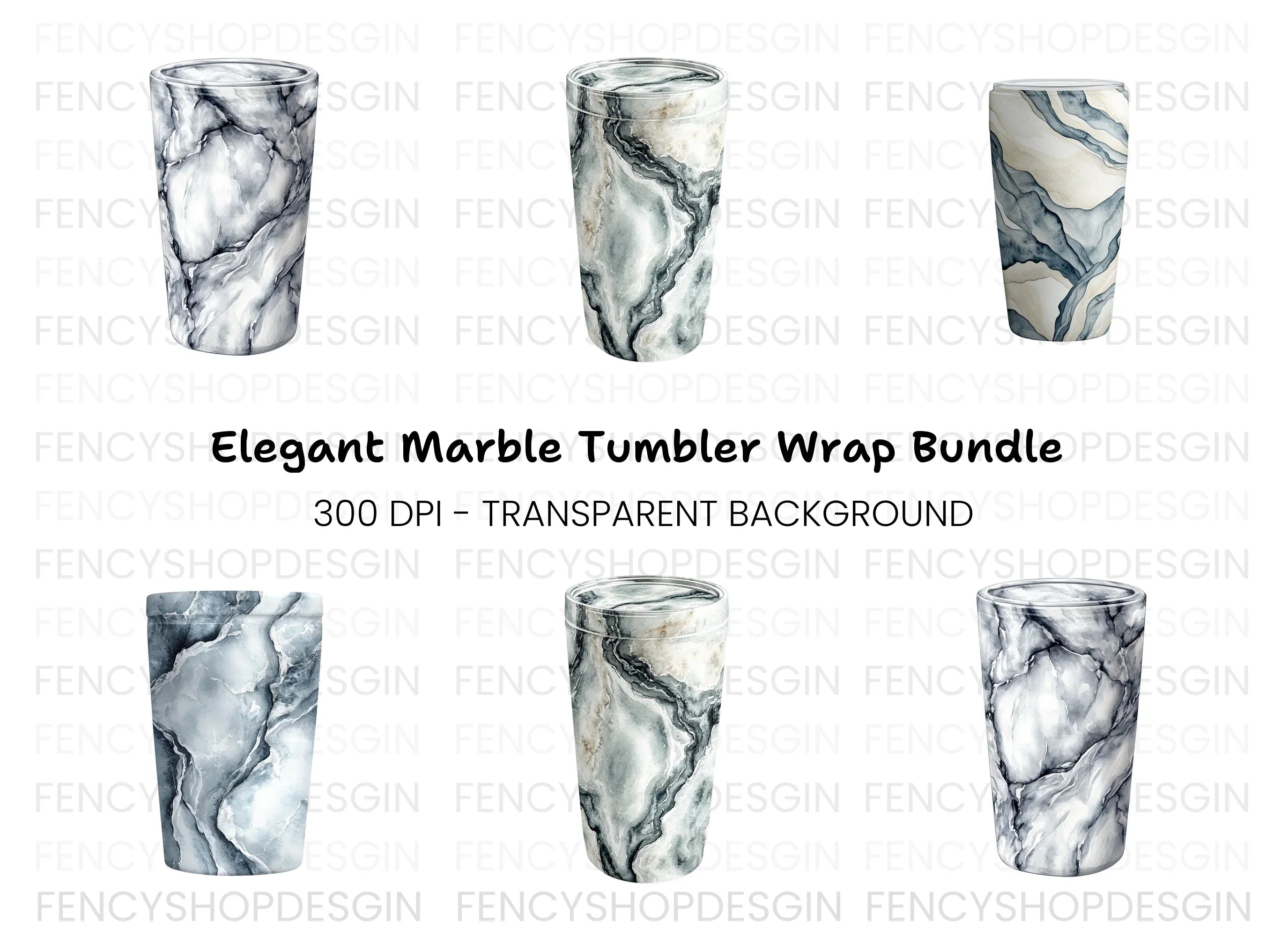 Elegant Marble Tumbler Clipart Bundle