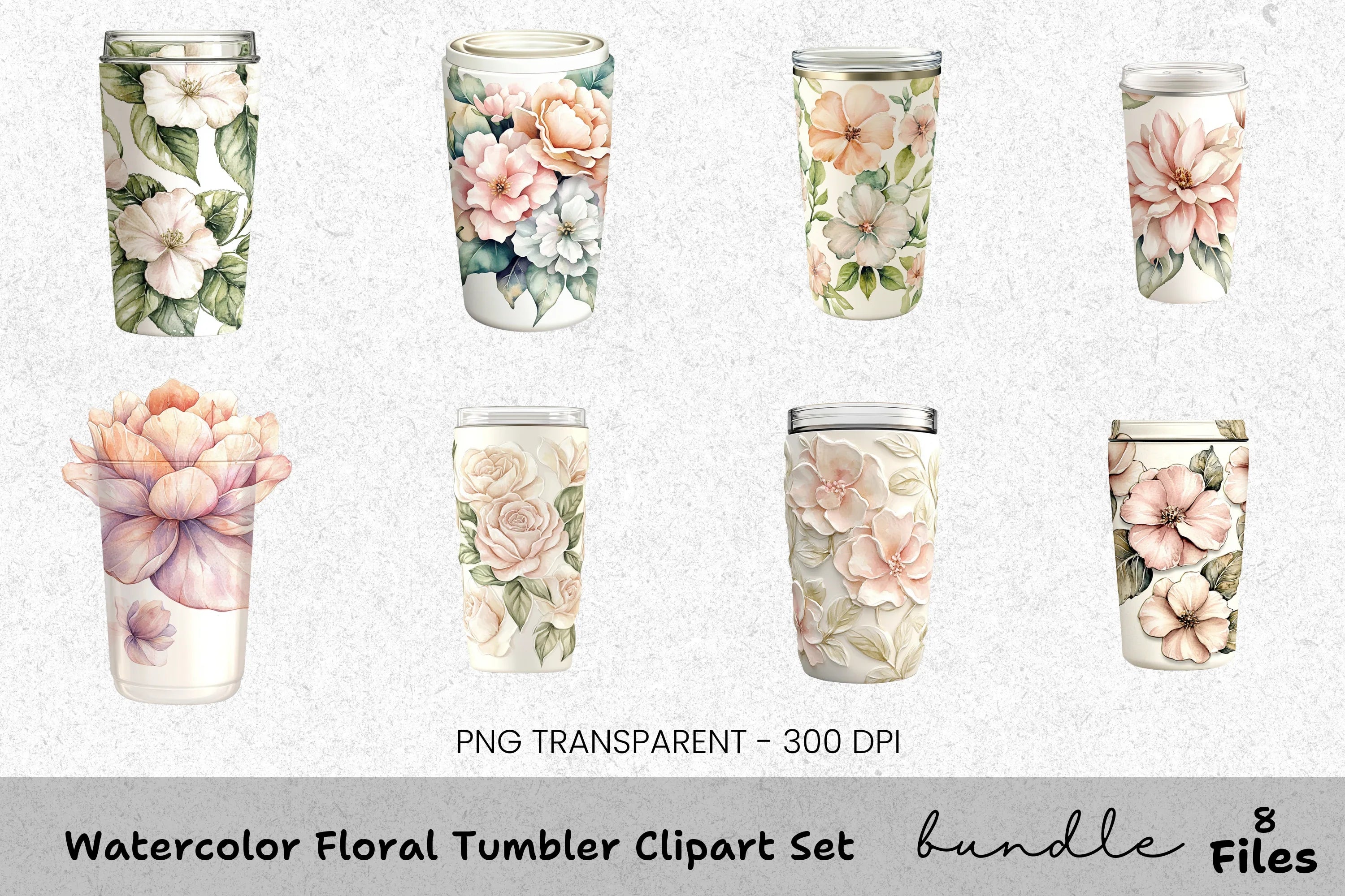 Floral Tumbler Clipart Bundle