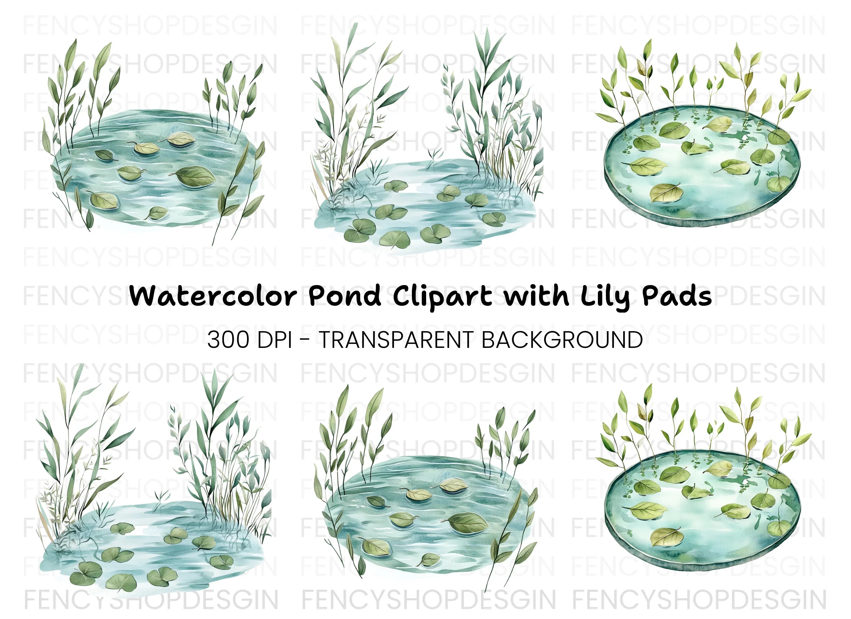 Pond Water Plant Clipart Bundle