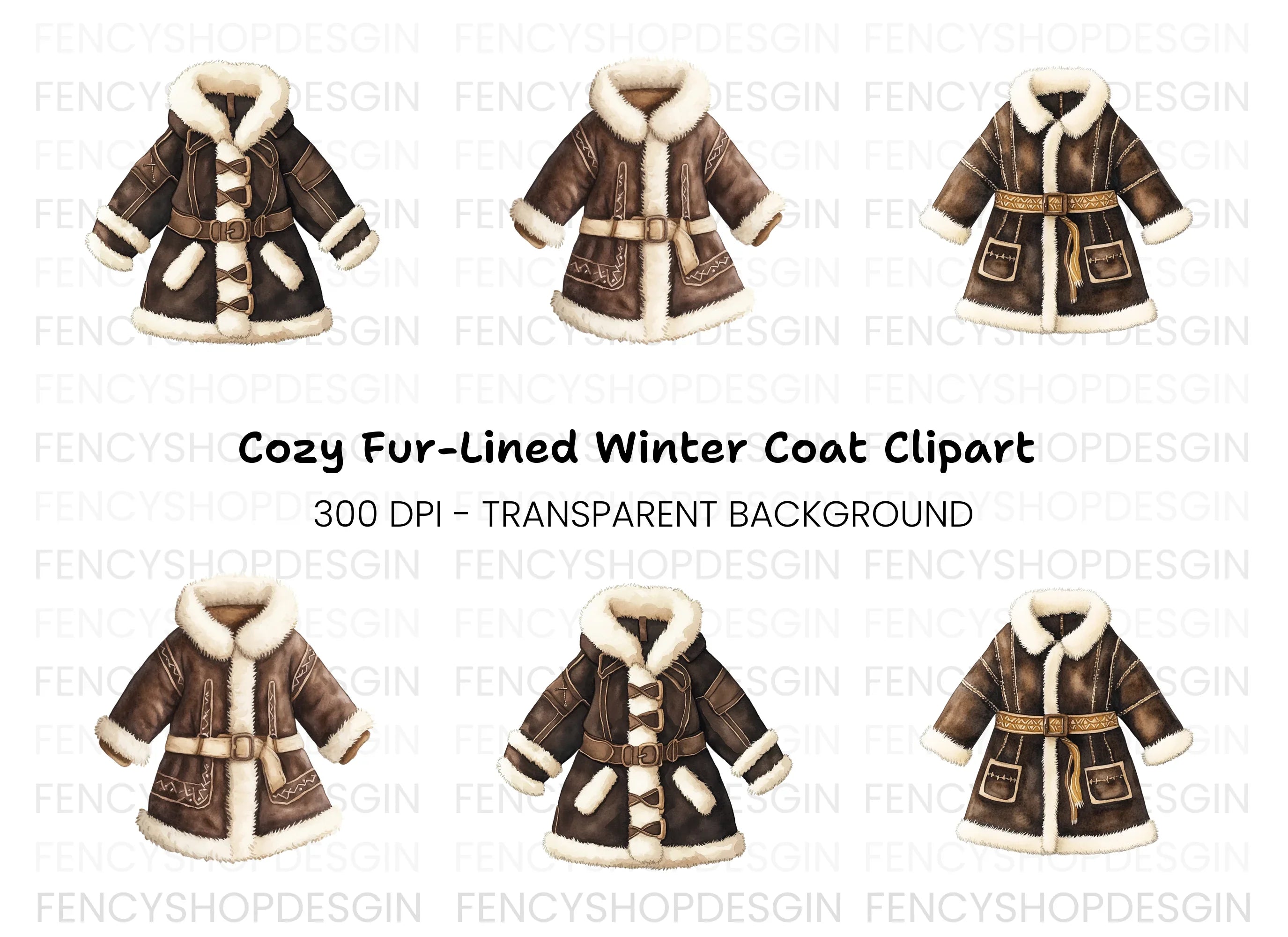 Winter Fur Coats Clipart Bundle