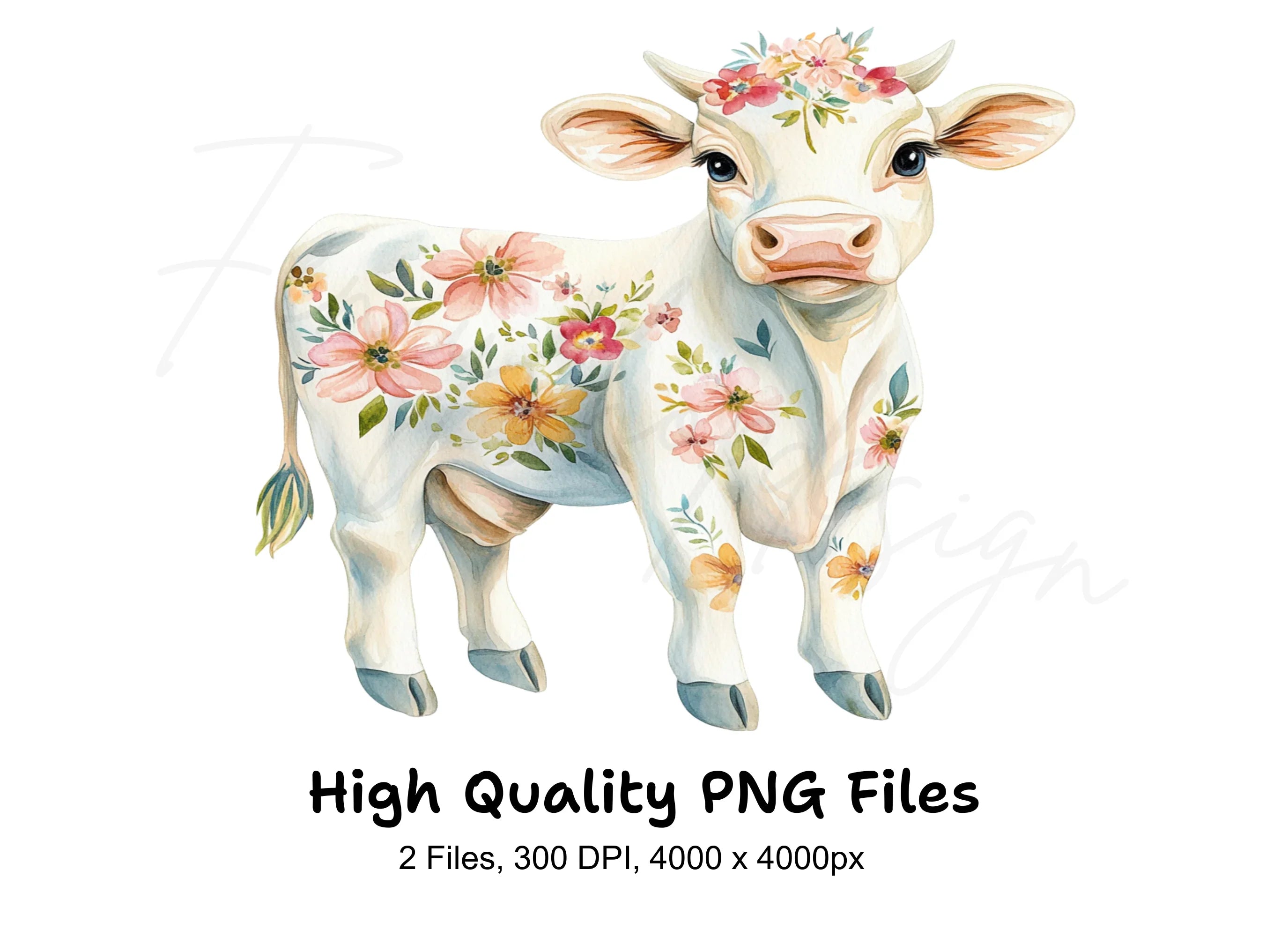 Floral Baby Calf Clipart Bundle