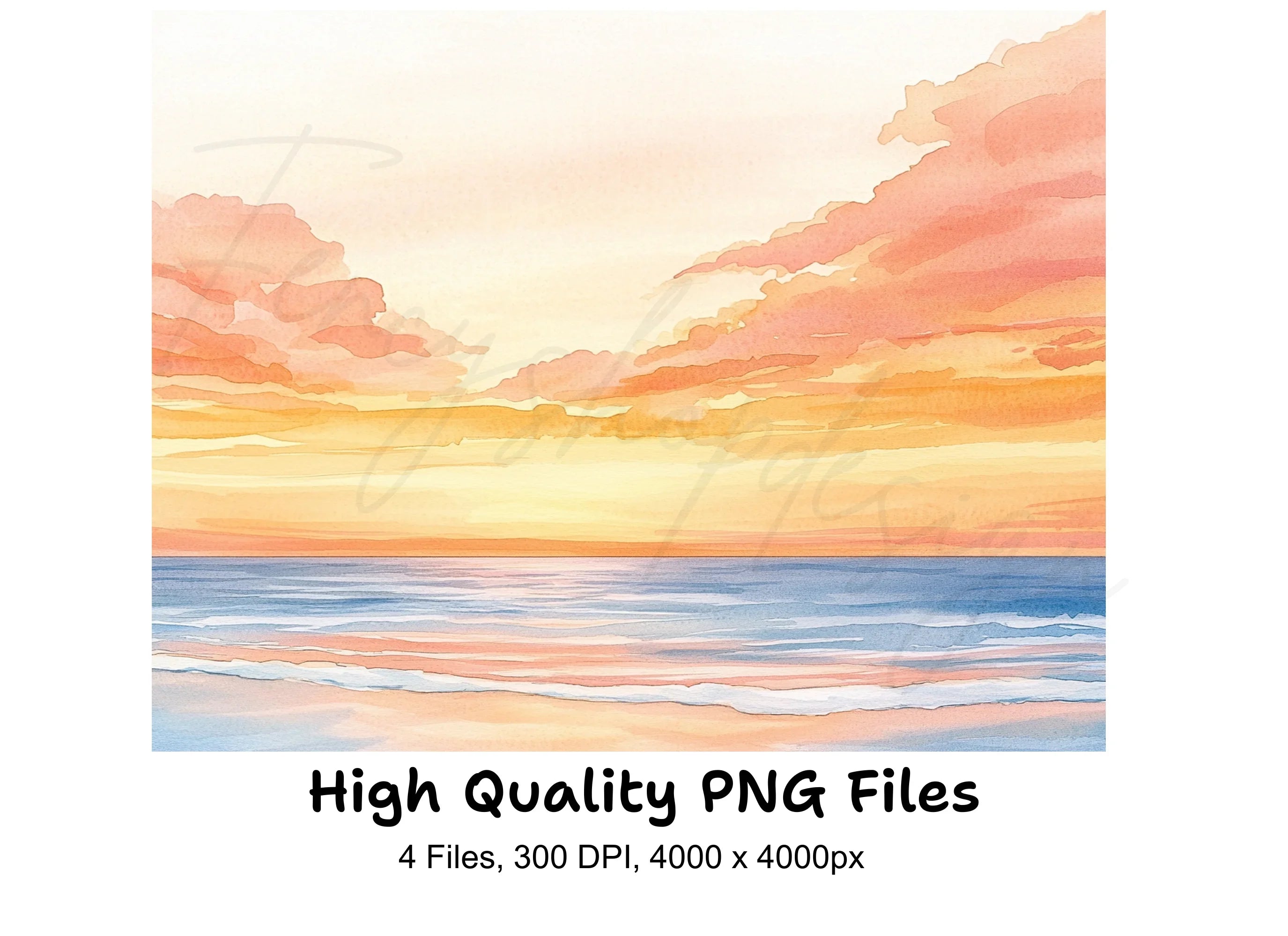 Vibrant Beach Sunset Clipart Bundle