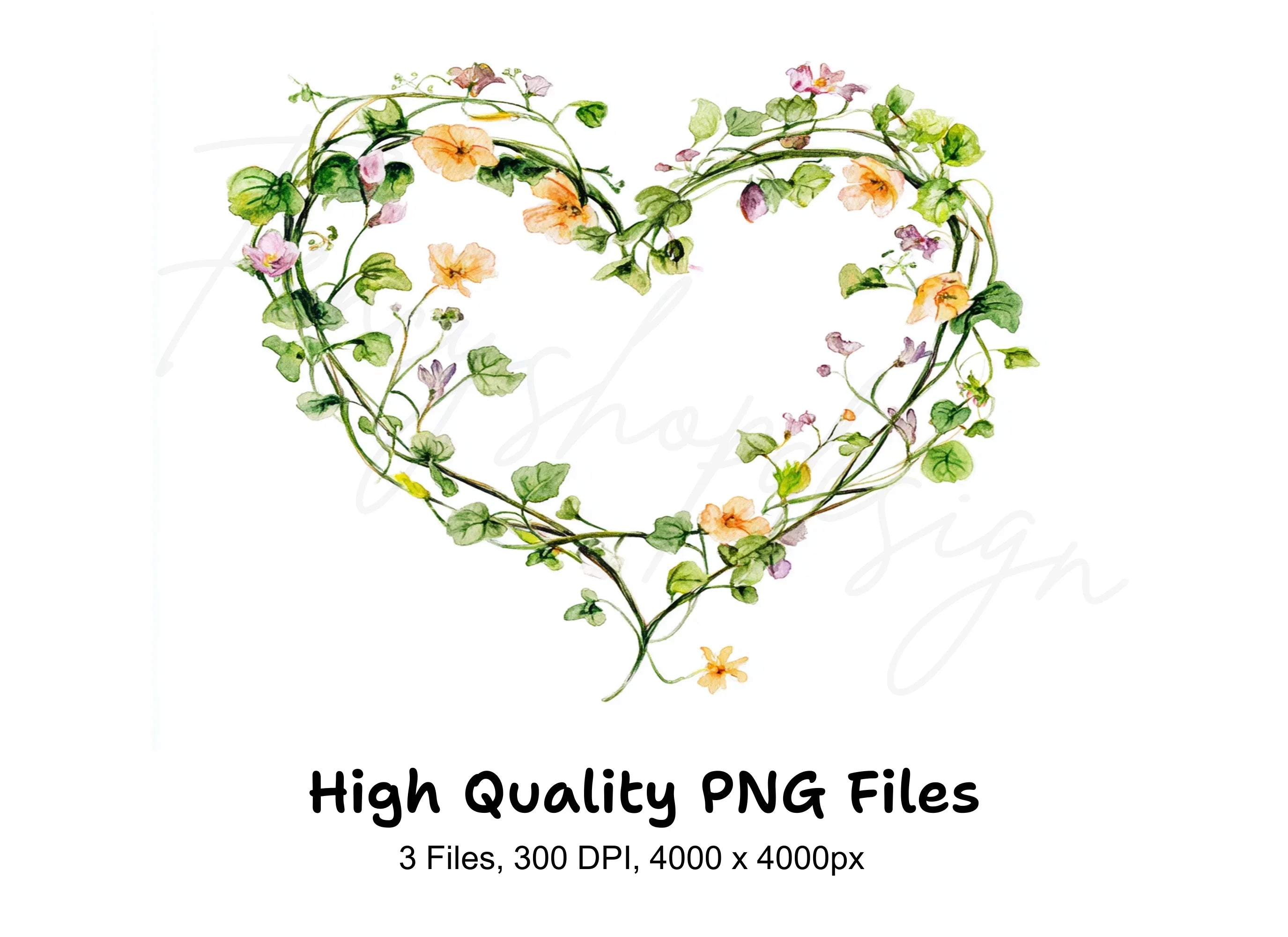 Floral Heart Wreaths Clipart Bundle