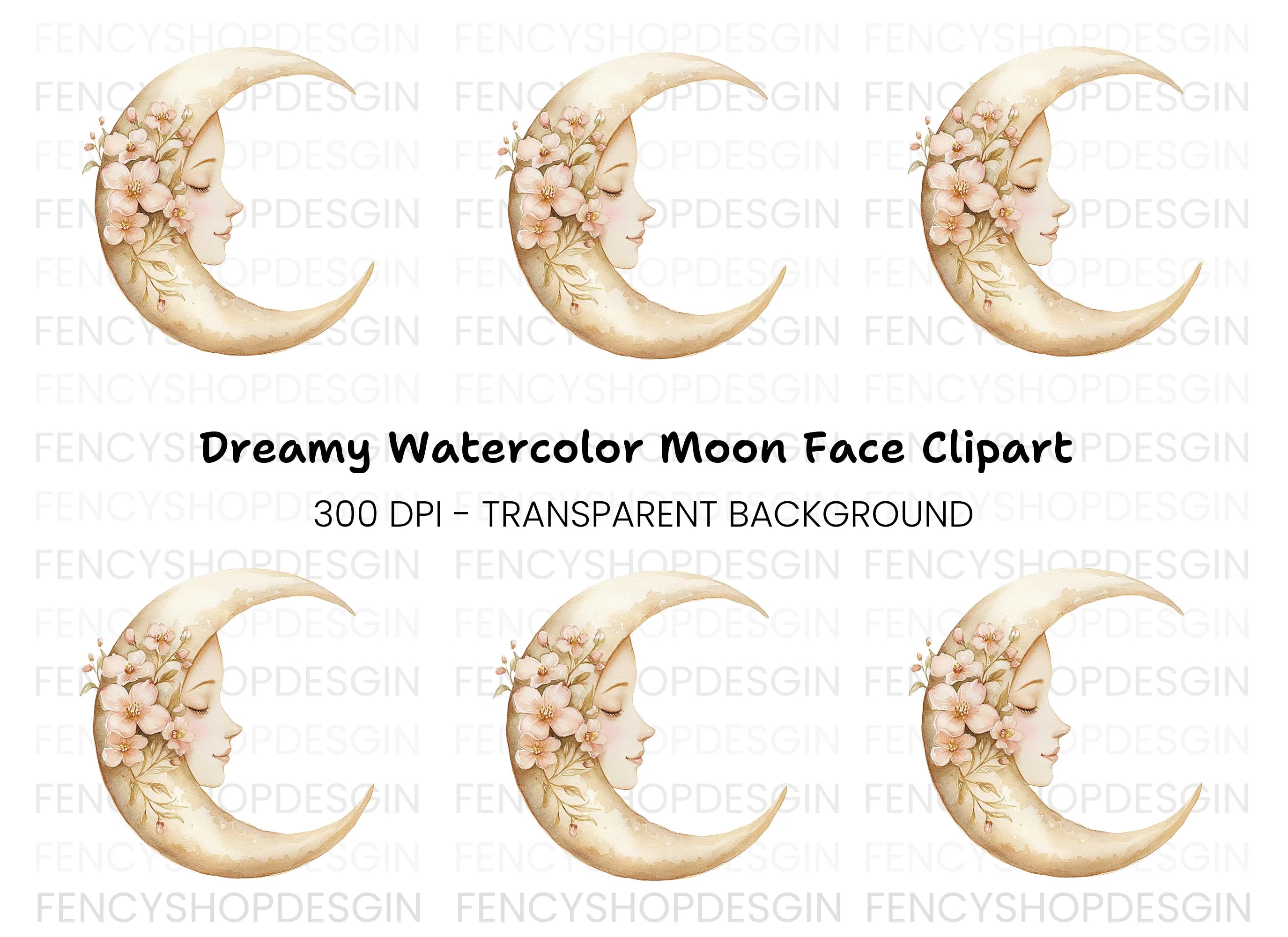 Moon Sleeping Face Clipart Bundle