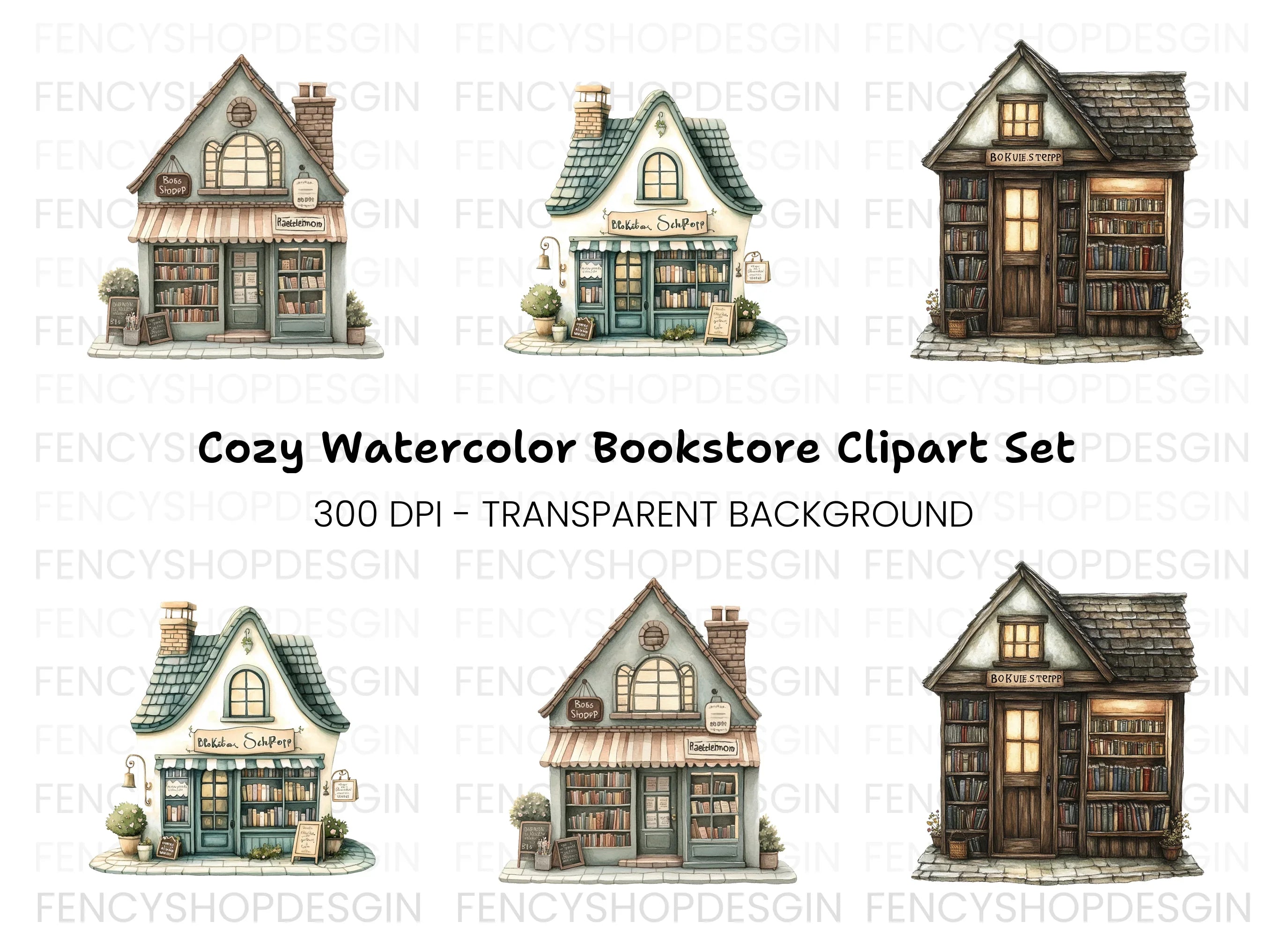 Charming Bookstore Clipart Bundle