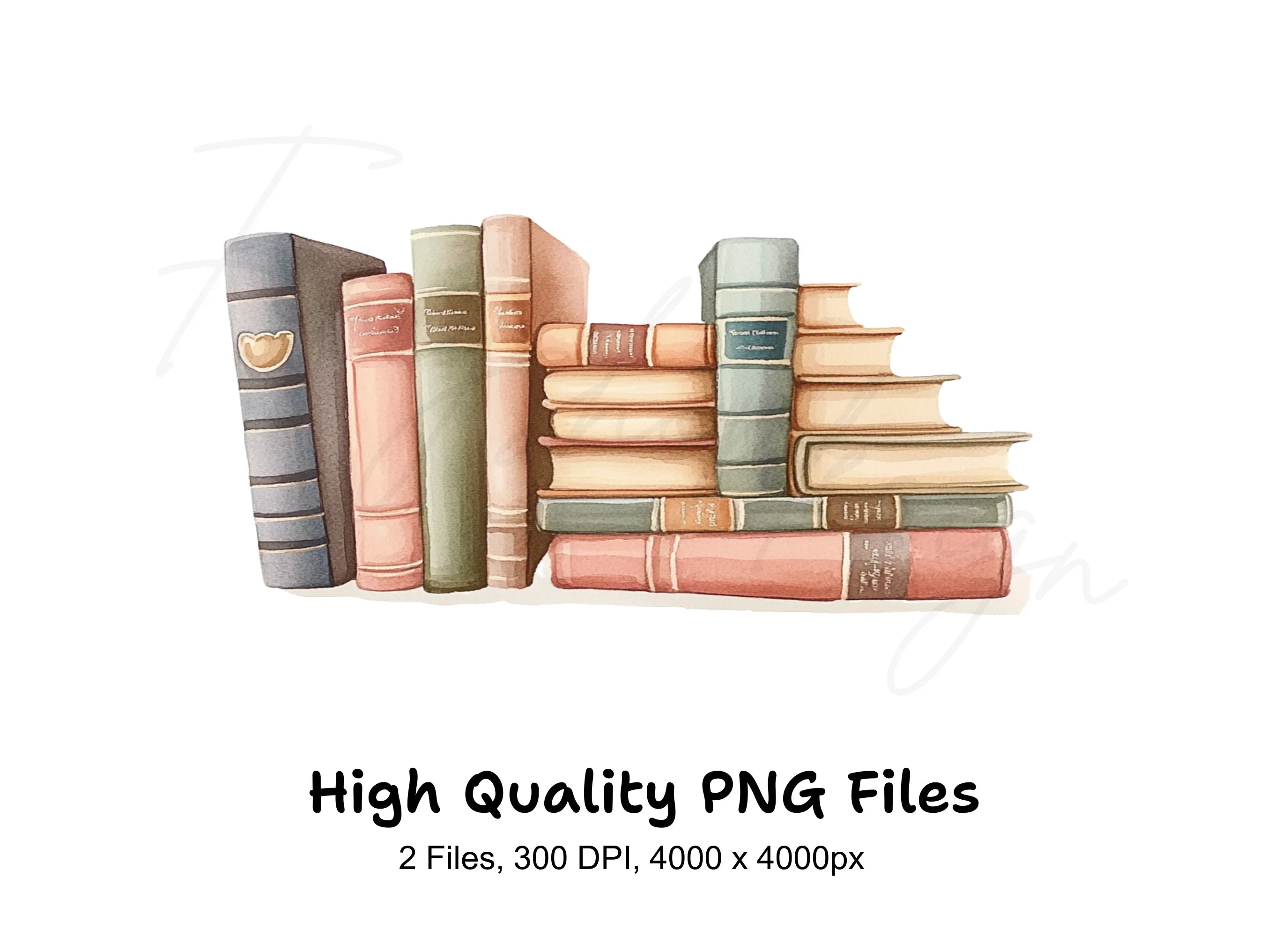 Vintage Book Stacks Clipart Bundle