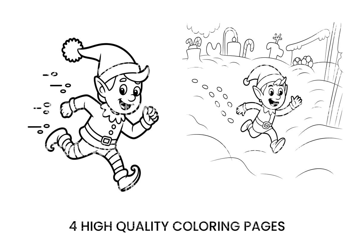 Running Christmas Elf Fun Coloring Books