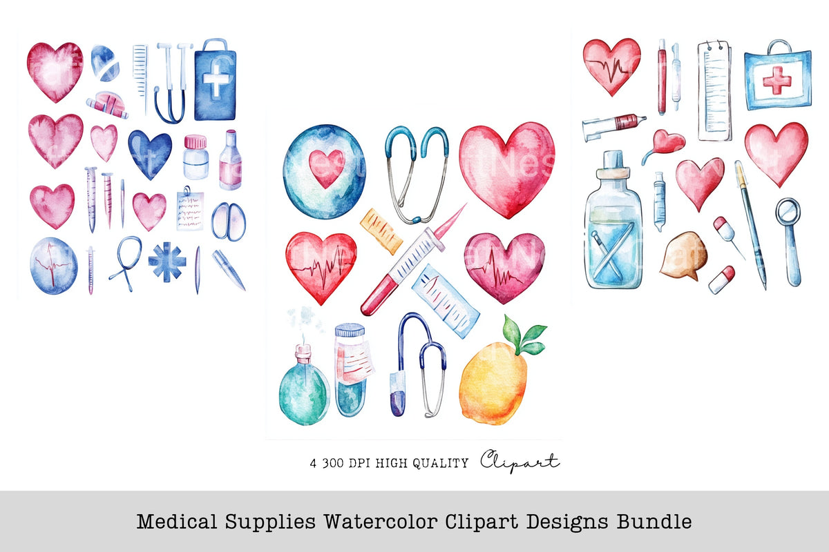 Medical Supplies Designs Clipart Bundle
