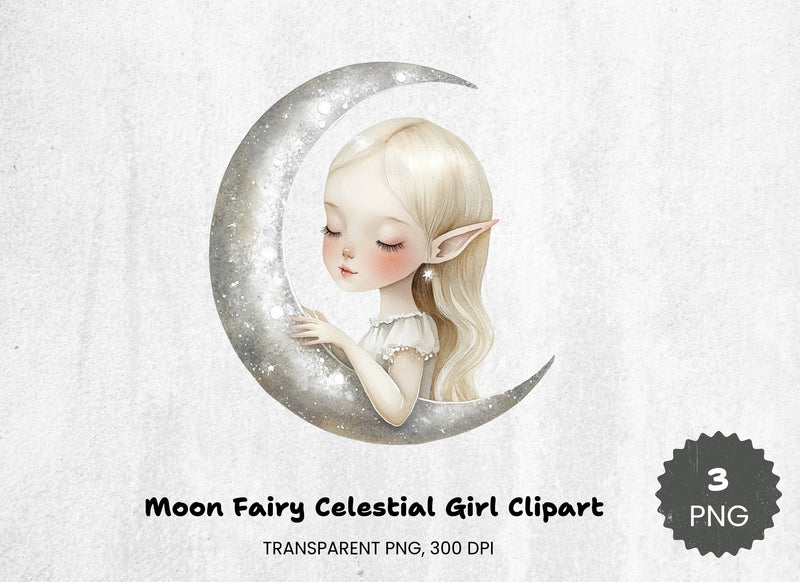 Moon Fairy Celestial Girl Clipart Bundle - CraftNest - Digital Crafting and Art