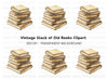 Vintage Stack of Old Books Clipart Bundle