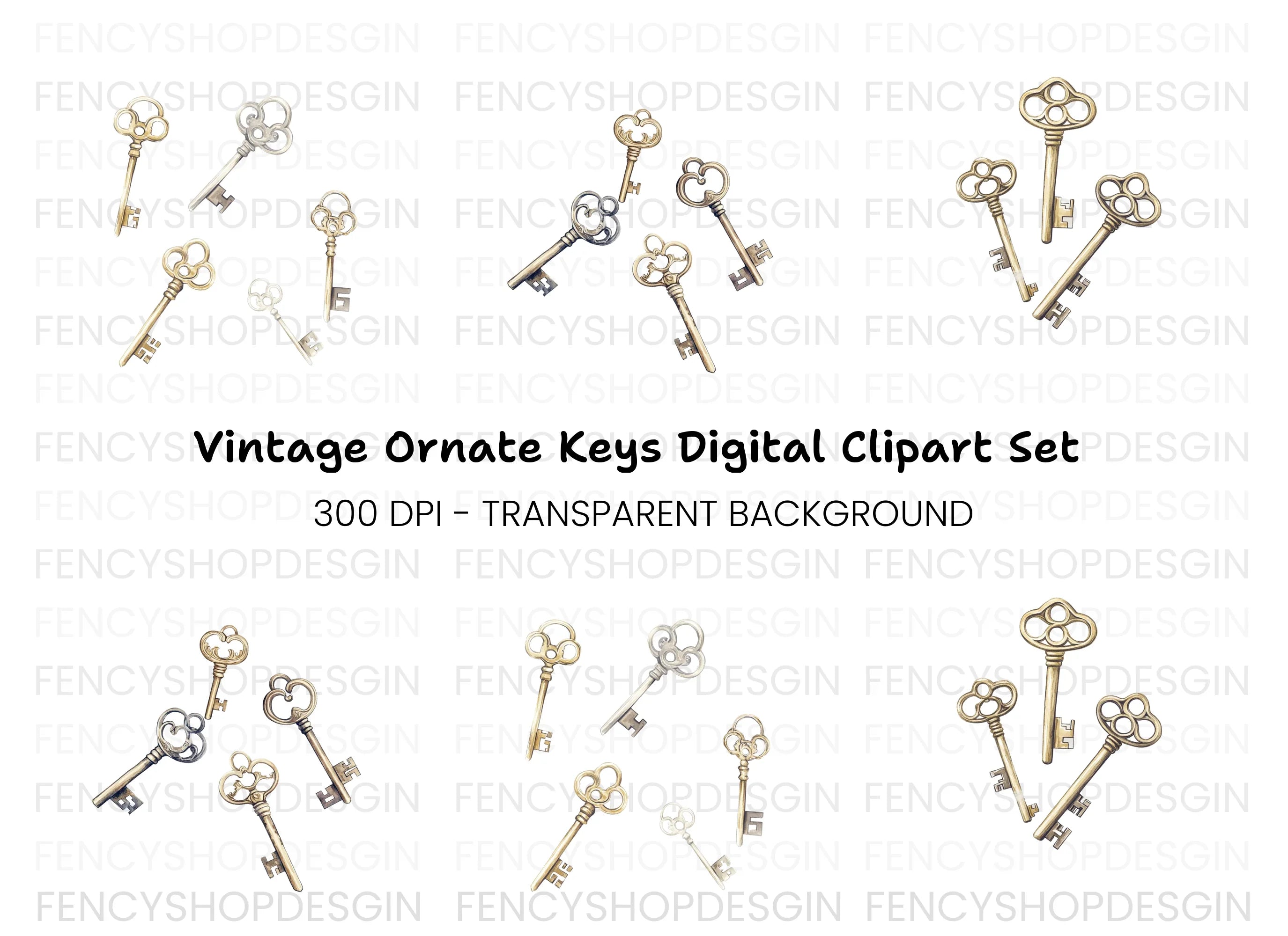 Vintage Keys Clipart Bundle