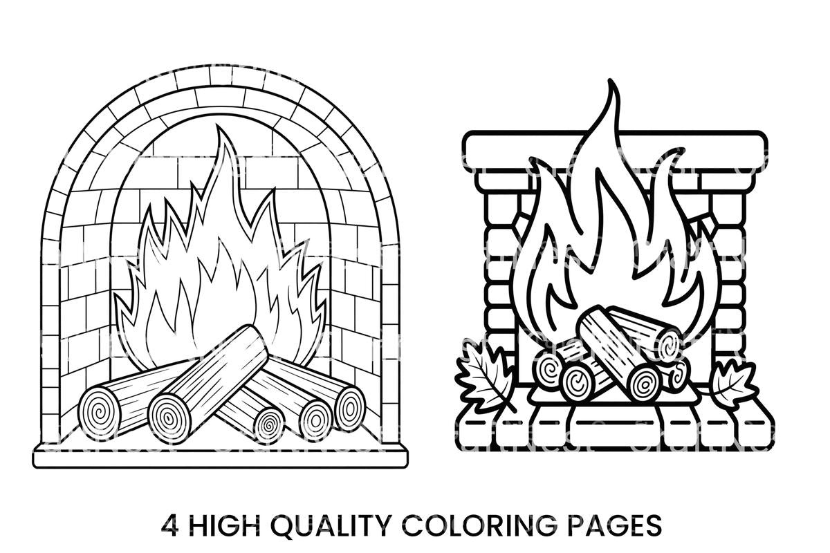 Warm Fireplace Coloring Books