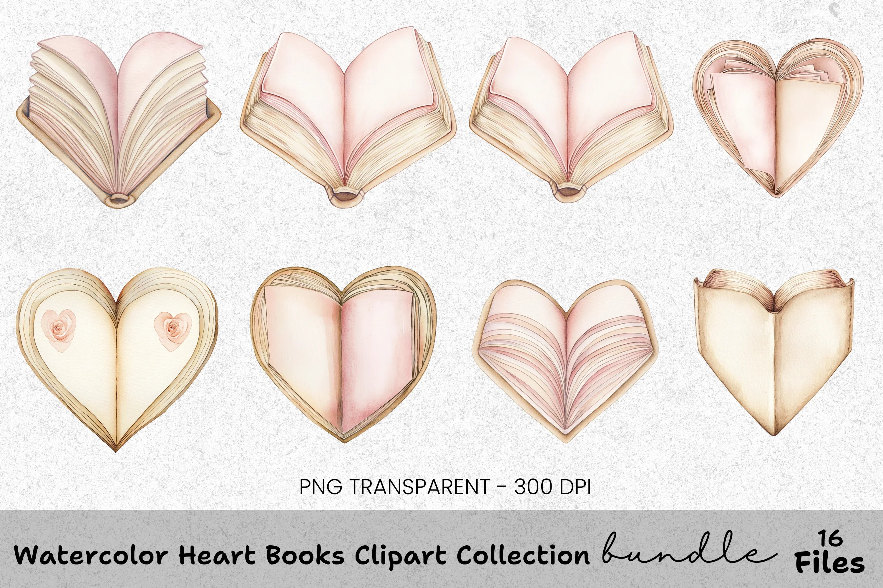 Heart Books Clipart Bundle