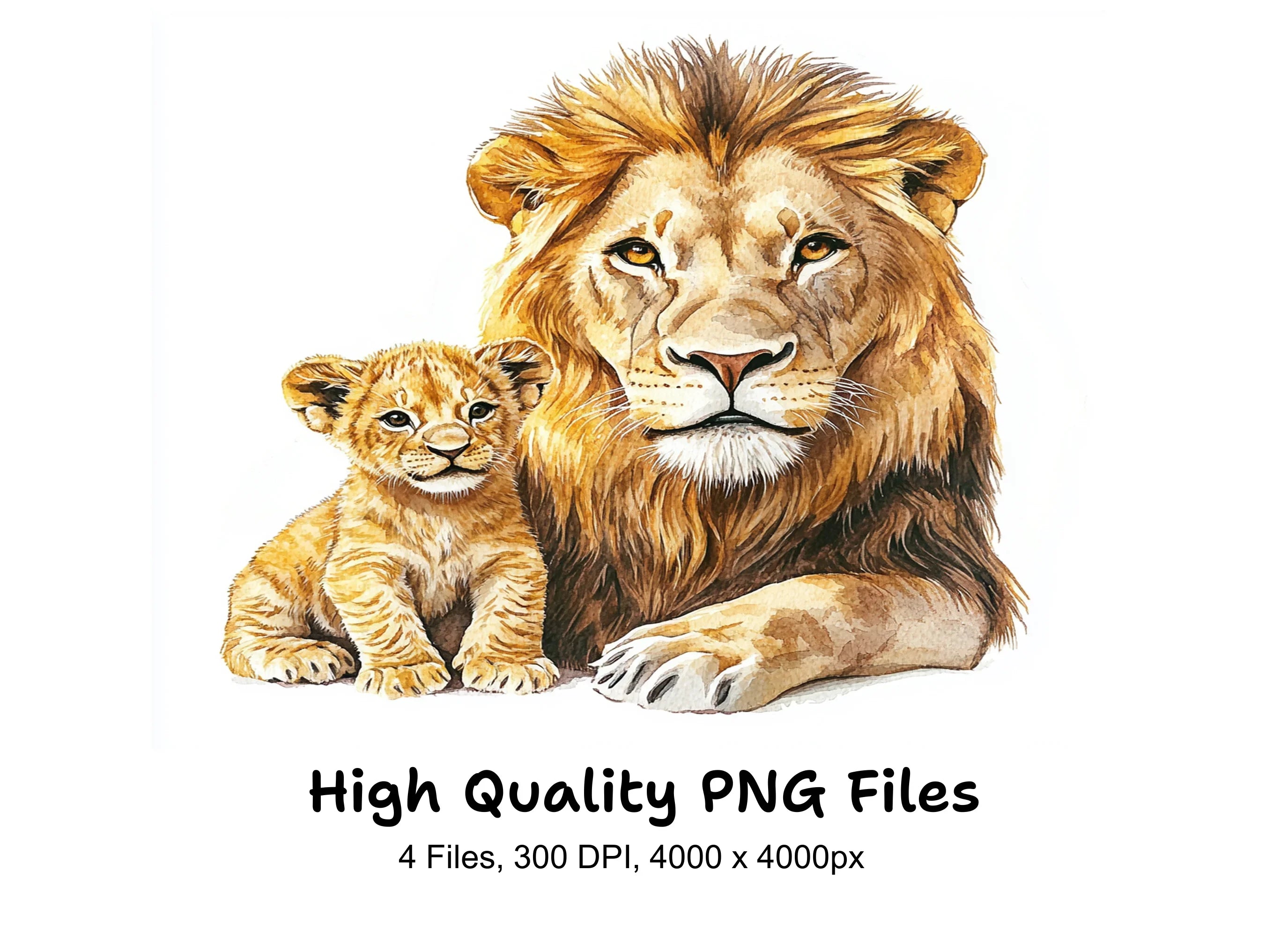 Lion and Cub Clipart Bundle