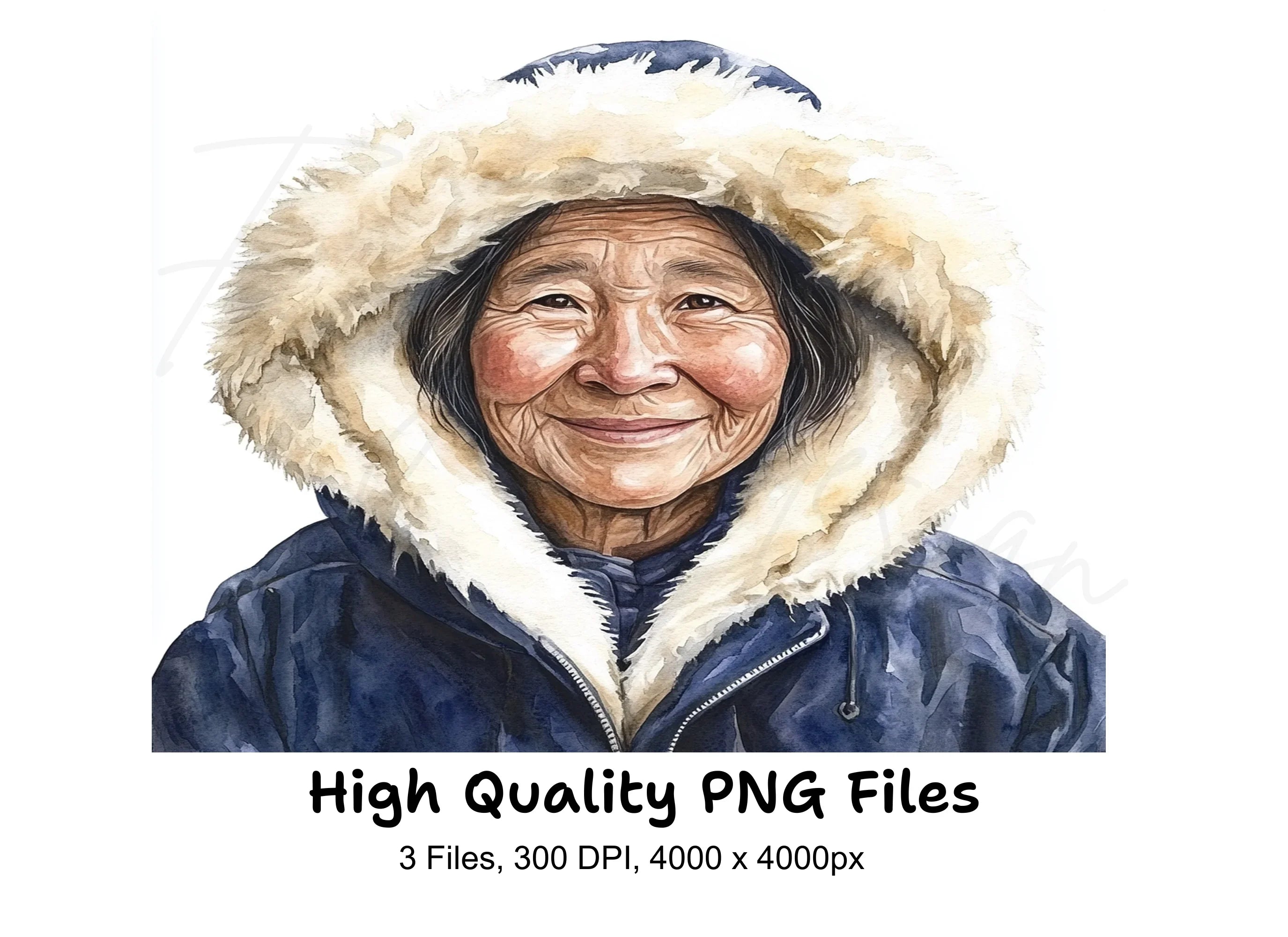 Inuit Elder Portraits Clipart Bundle