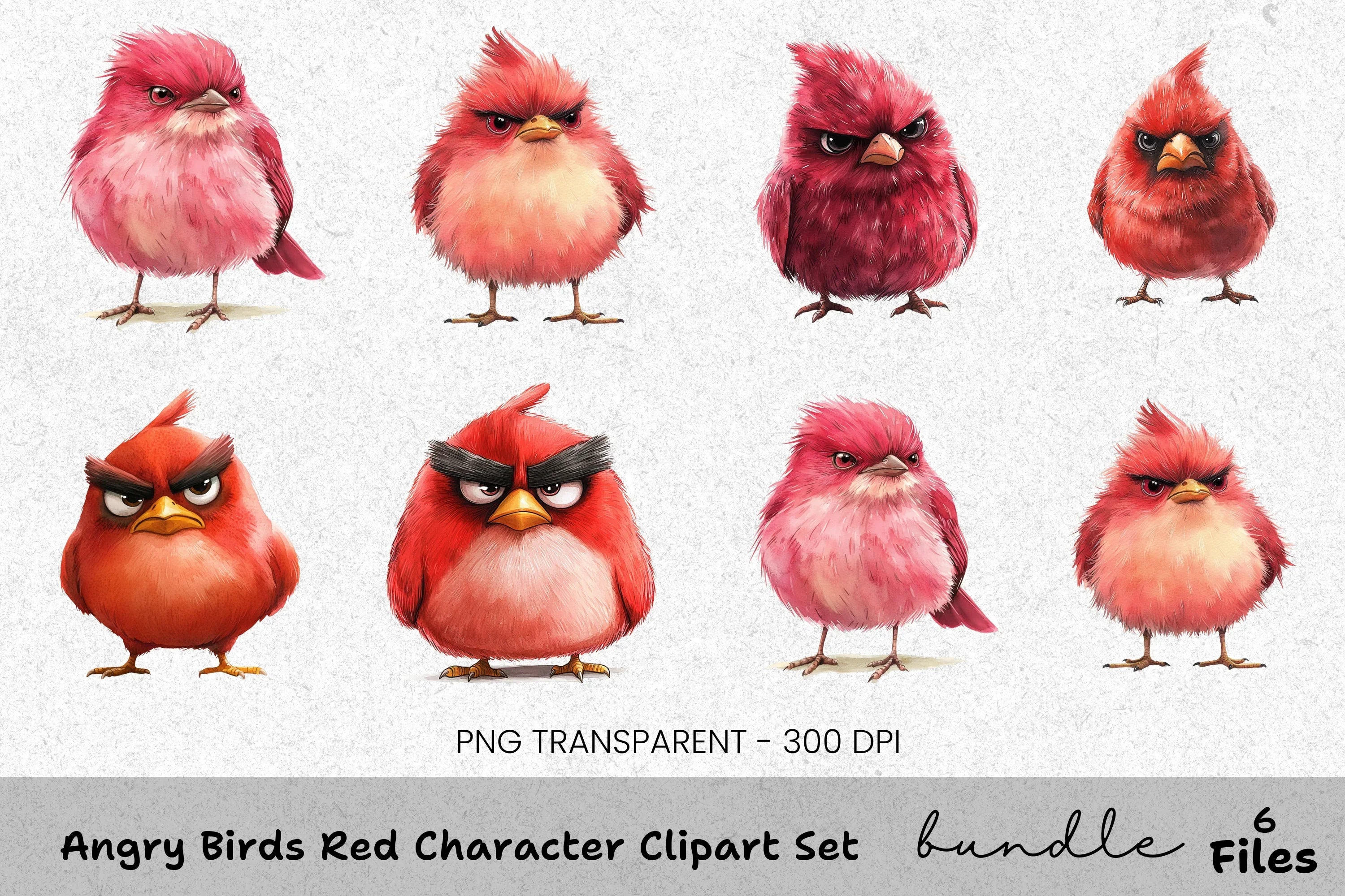 Angry Birds Red Character Clipart Bundle